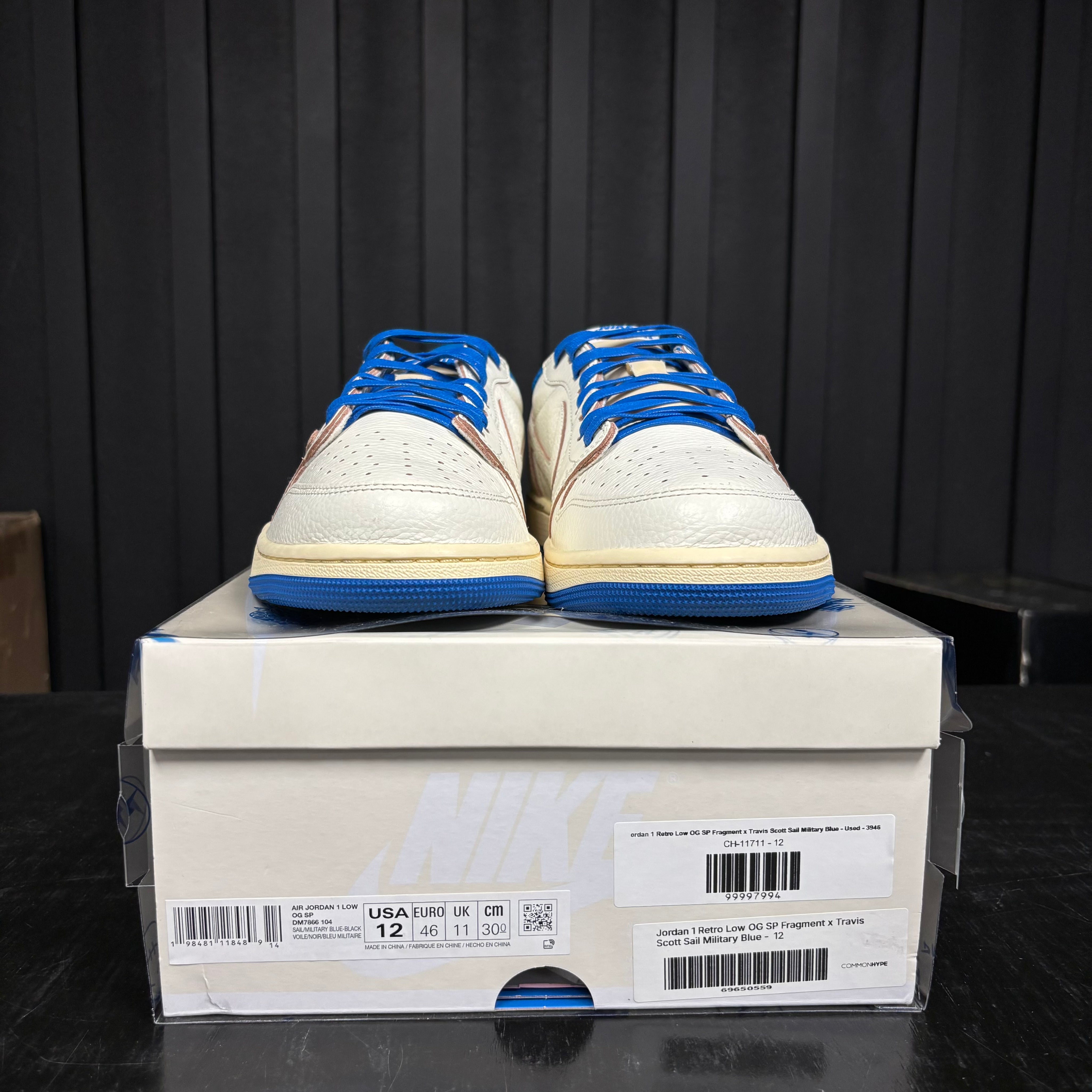 Jordan 1 Retro Low OG SP Fragment x Travis Scott Sail Military Blue - Used - 3946