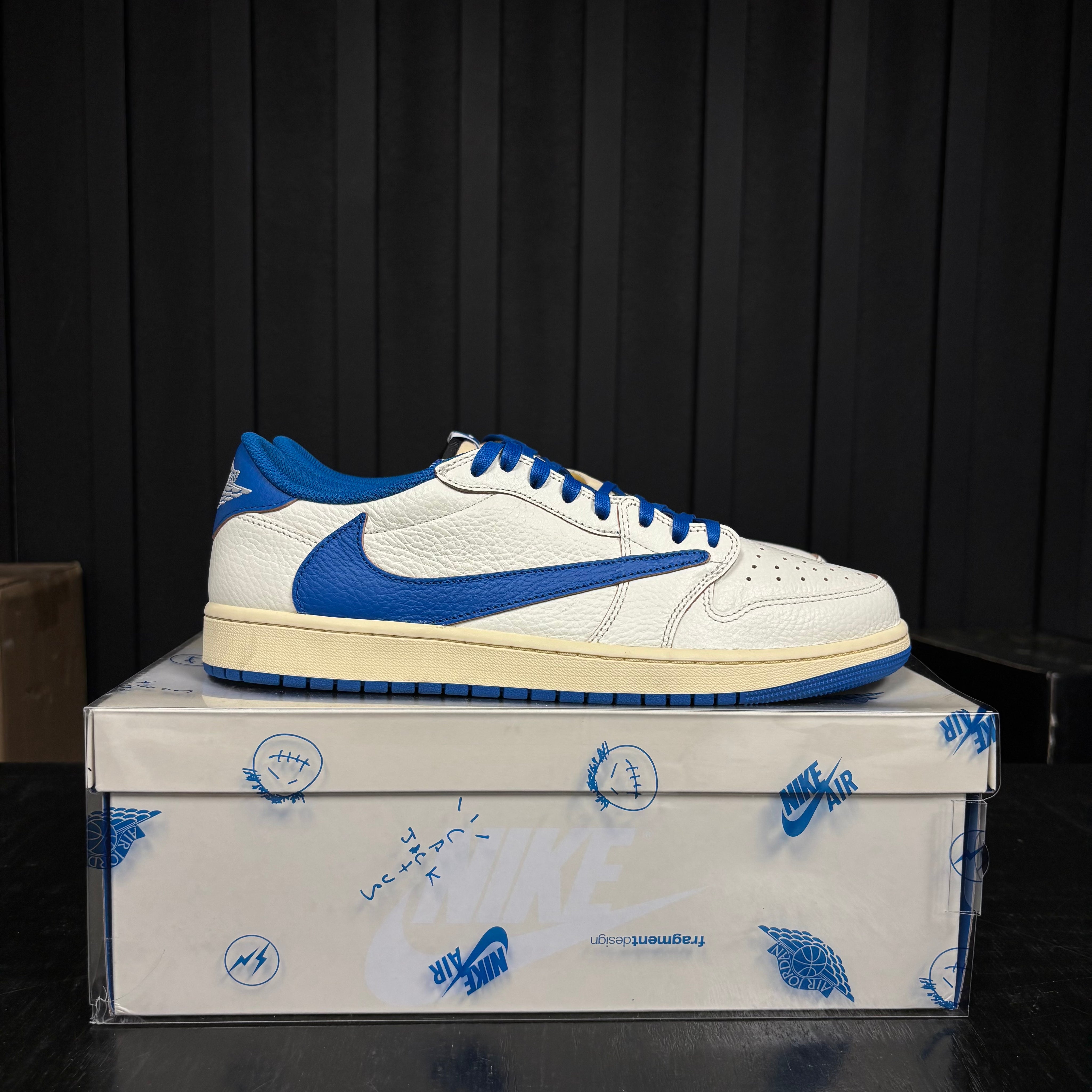 Jordan 1 Retro Low OG SP Fragment x Travis Scott Sail Military Blue - Used - 3946