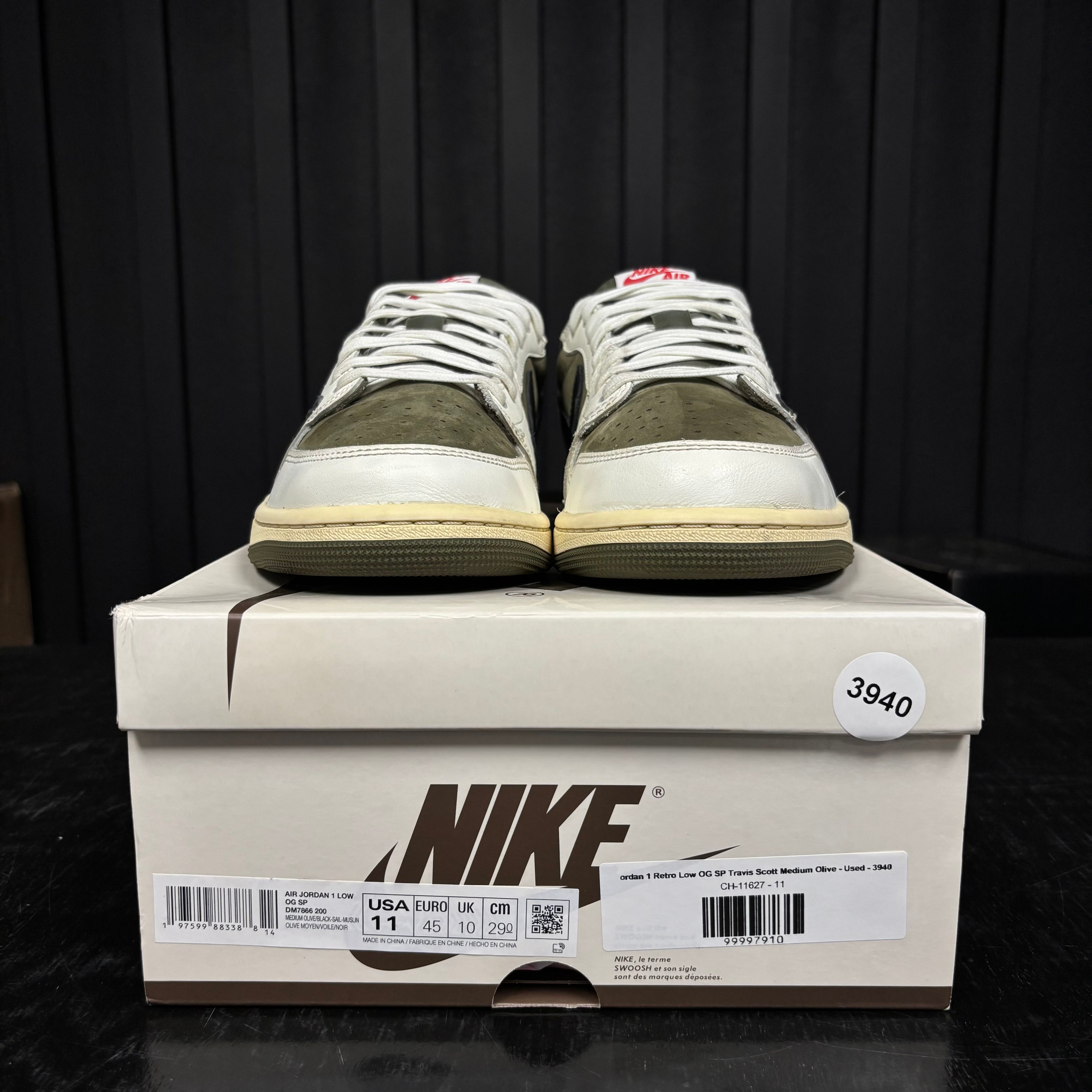 Jordan 1 Retro Low OG SP Travis Scott Medium Olive - Used - 3940