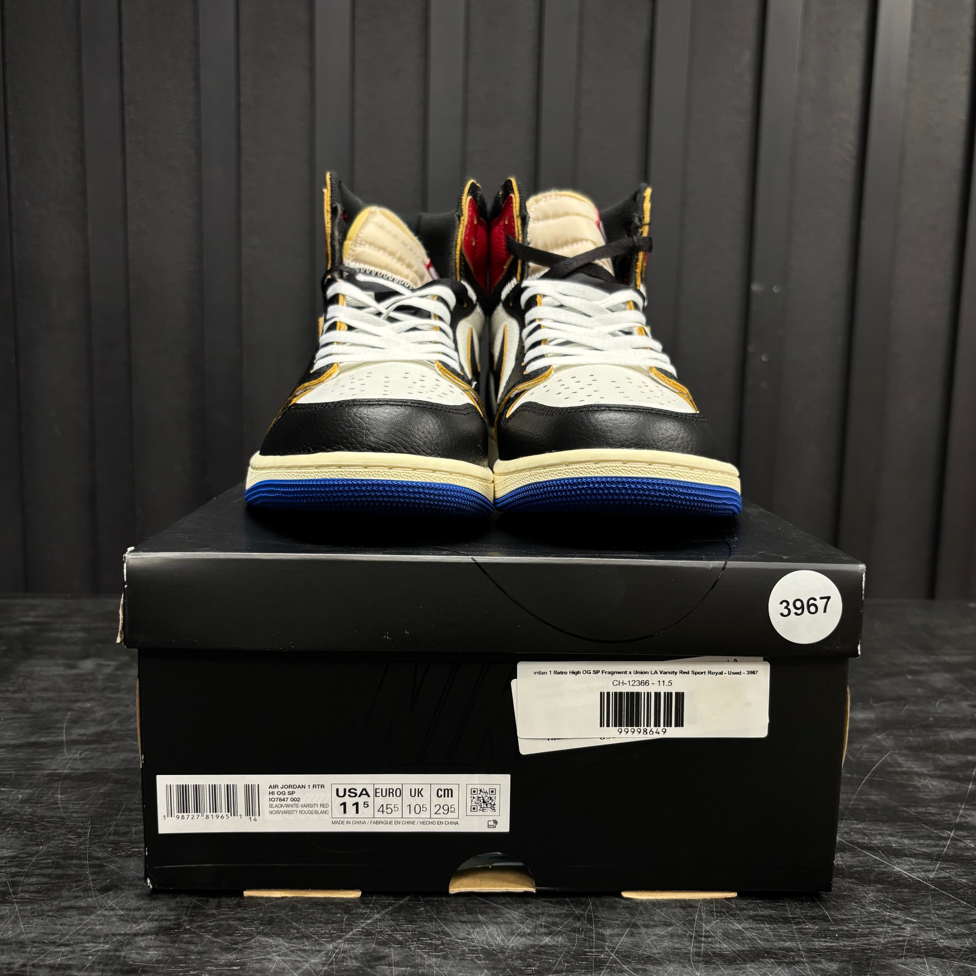 Jordan 1 Retro High OG SP Fragment x Union LA Varsity Red Sport Royal - Used - 3967