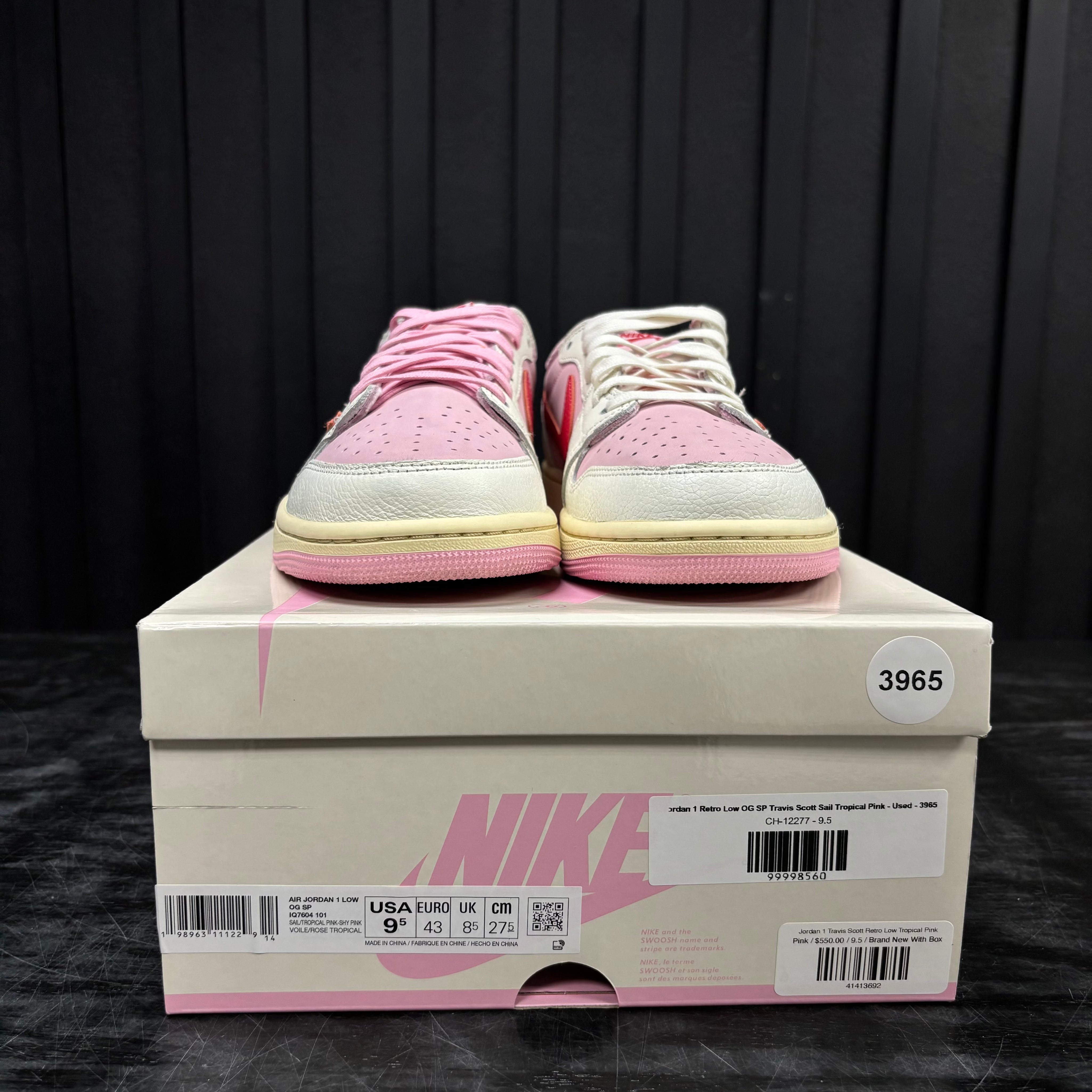 Jordan 1 Retro Low OG SP Travis Scott Sail Tropical Pink - Used - 3965