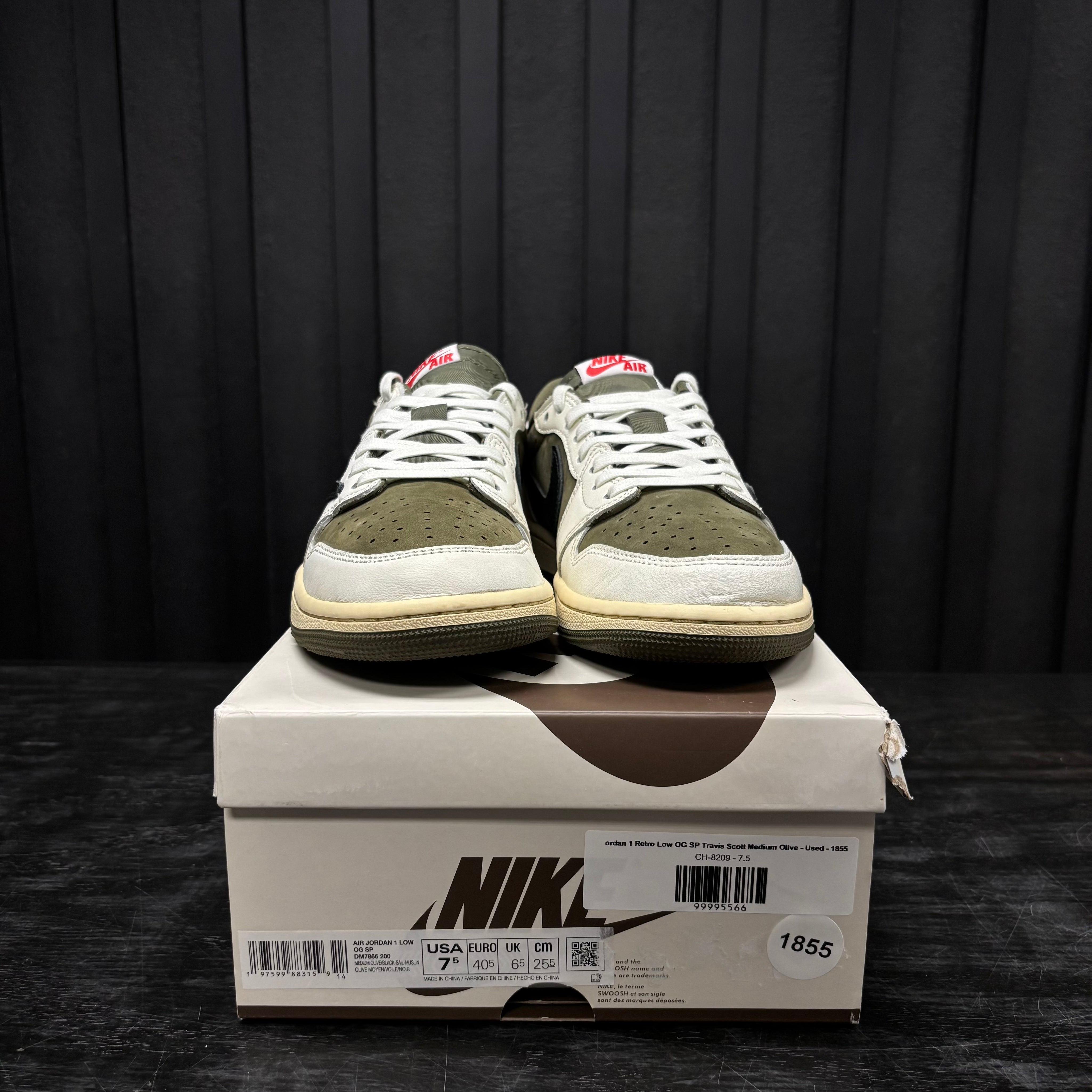 Jordan 1 Retro Low OG SP Travis Scott Medium Olive - Used - 1855