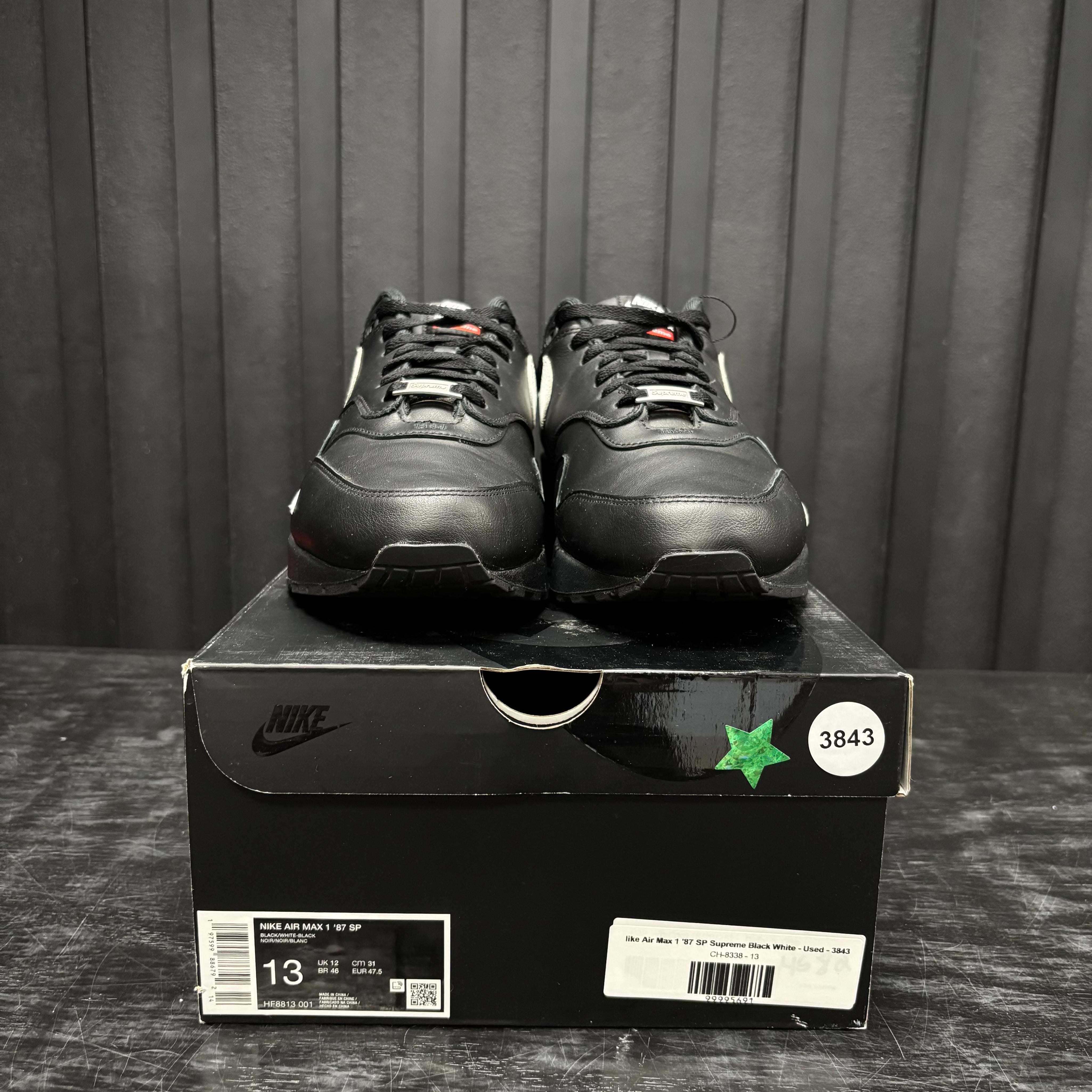 Nike Air Max 1 '87 SP Supreme Black White - Used - 3843