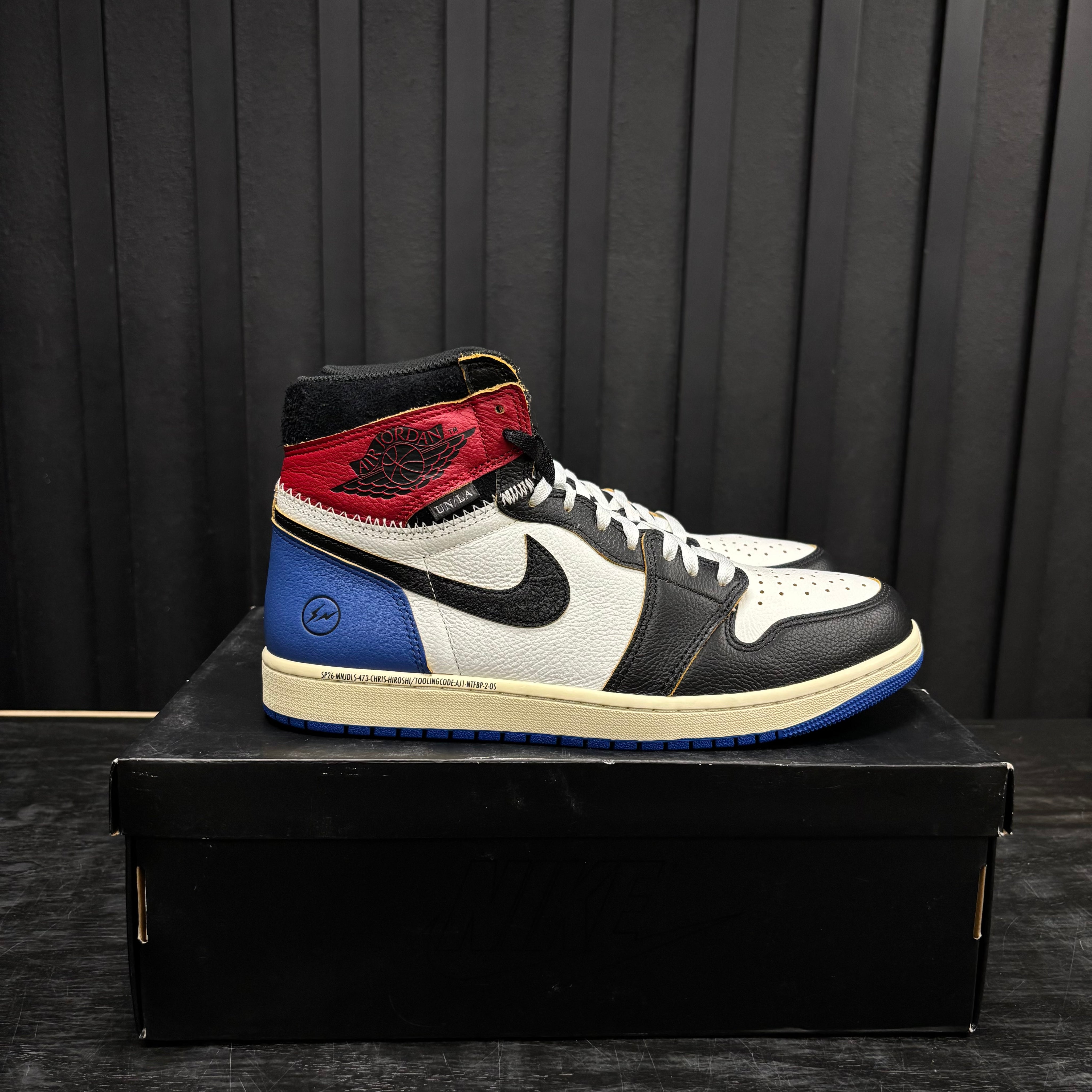 Jordan 1 Retro High OG SP Fragment x Union LA Varsity Red Sport Royal - Used - 3817