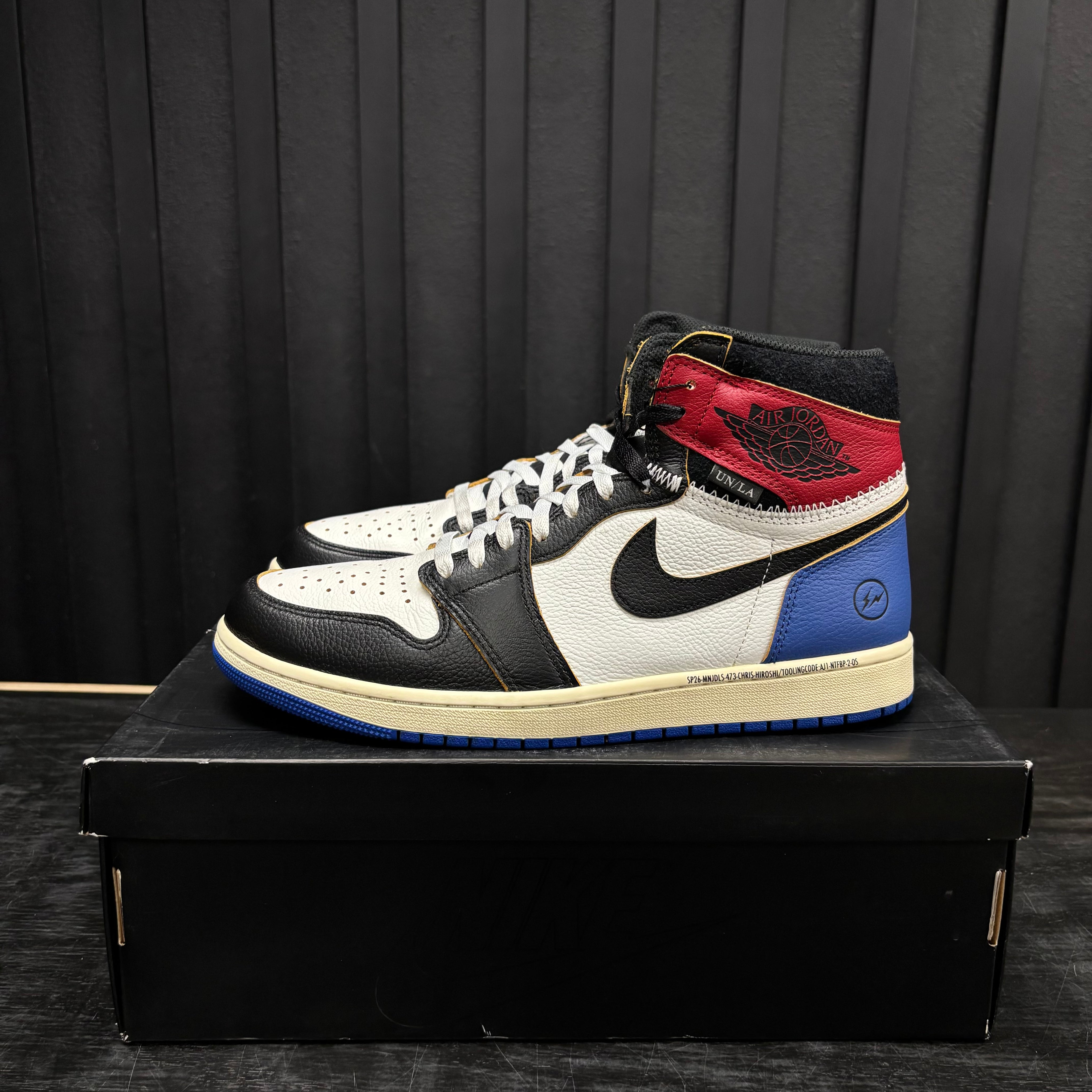 Jordan 1 Retro High OG SP Fragment x Union LA Varsity Red Sport Royal - Used - 3817