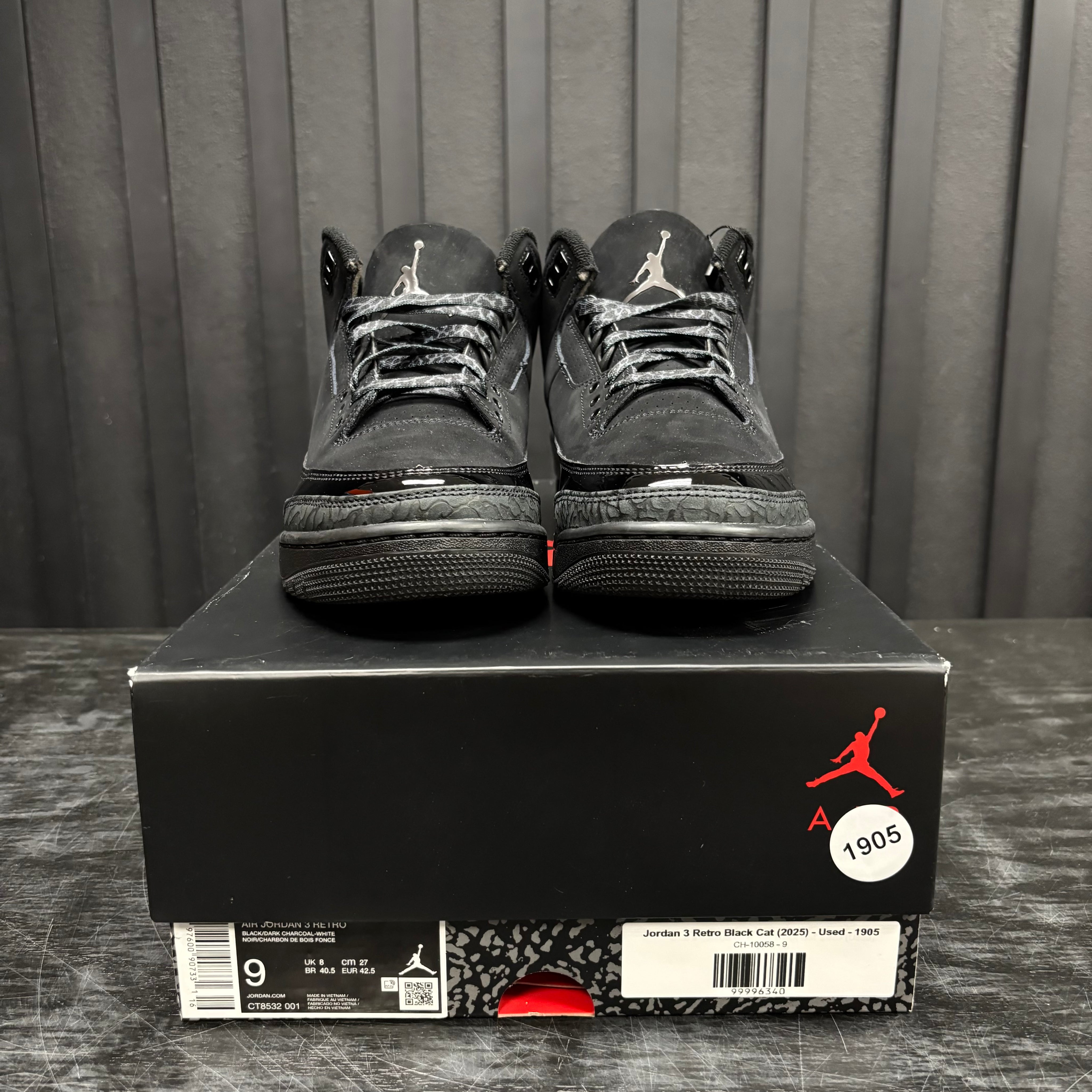 Jordan 3 Retro Black Cat (2025) - Used - 1905