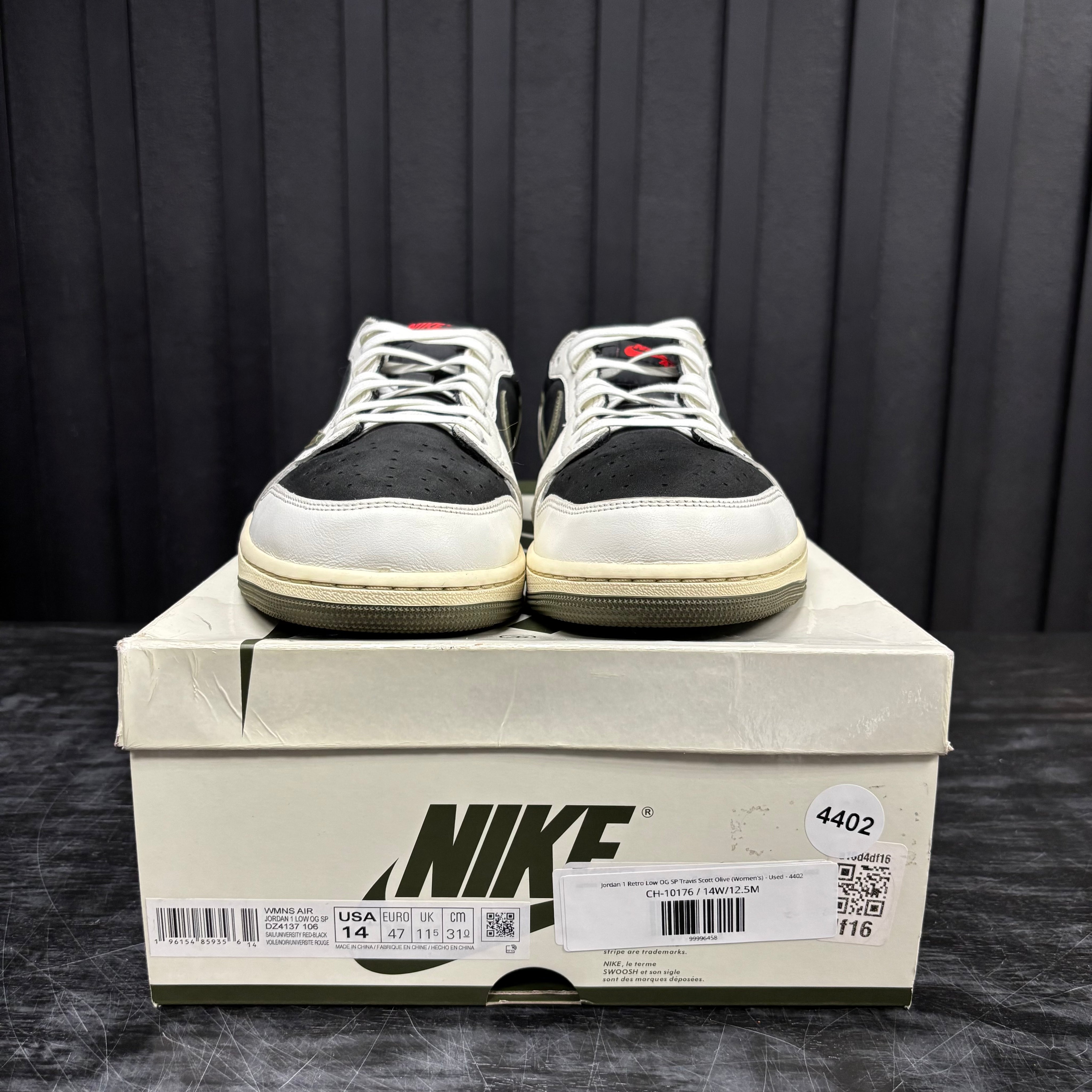 Jordan 1 Retro Low OG SP Travis Scott Olive (Women's) - Used - 4402