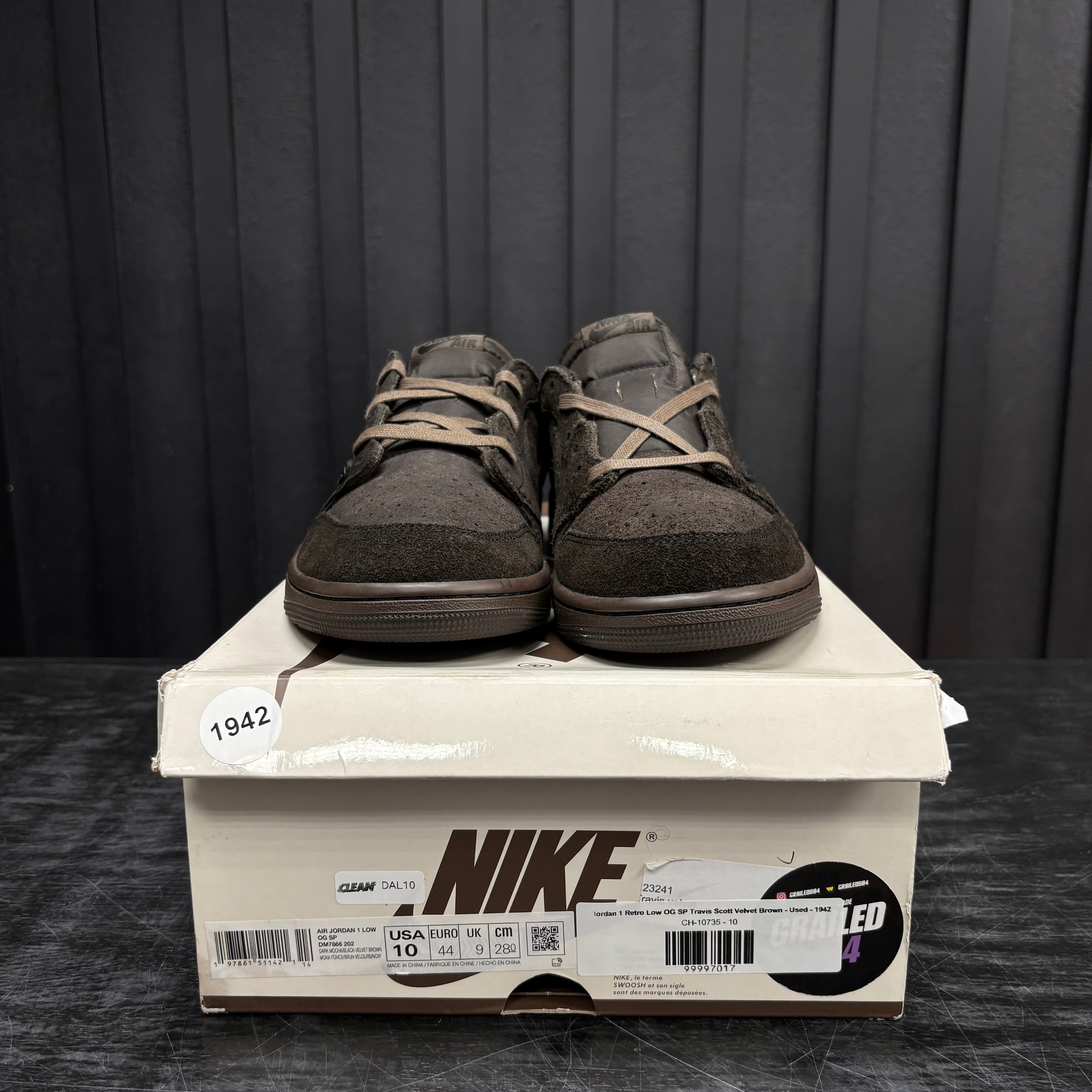 Jordan 1 Retro Low OG SP Travis Scott Velvet Brown - Used - 1942