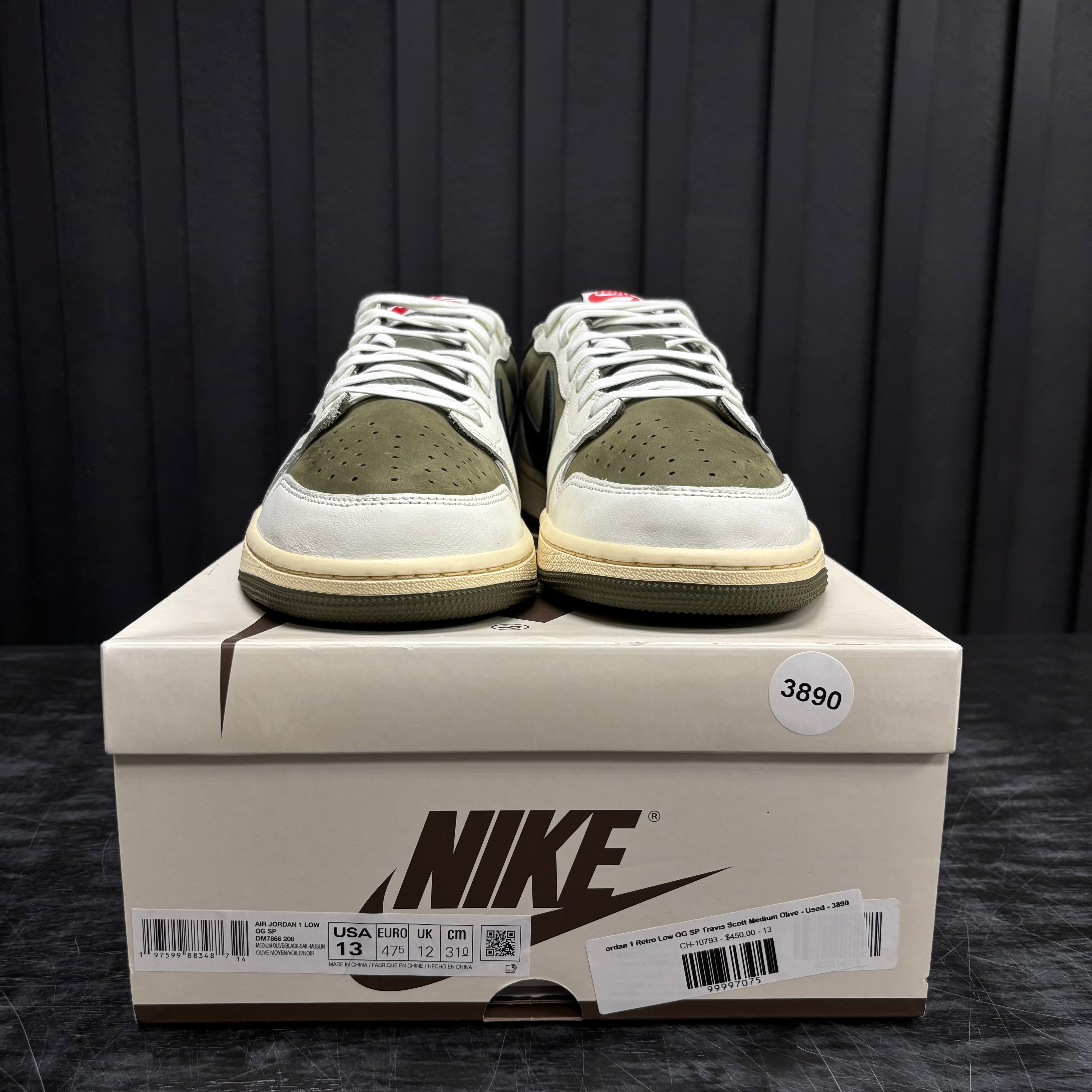 Jordan 1 Retro Low OG SP Travis Scott Medium Olive - Used - 3890
