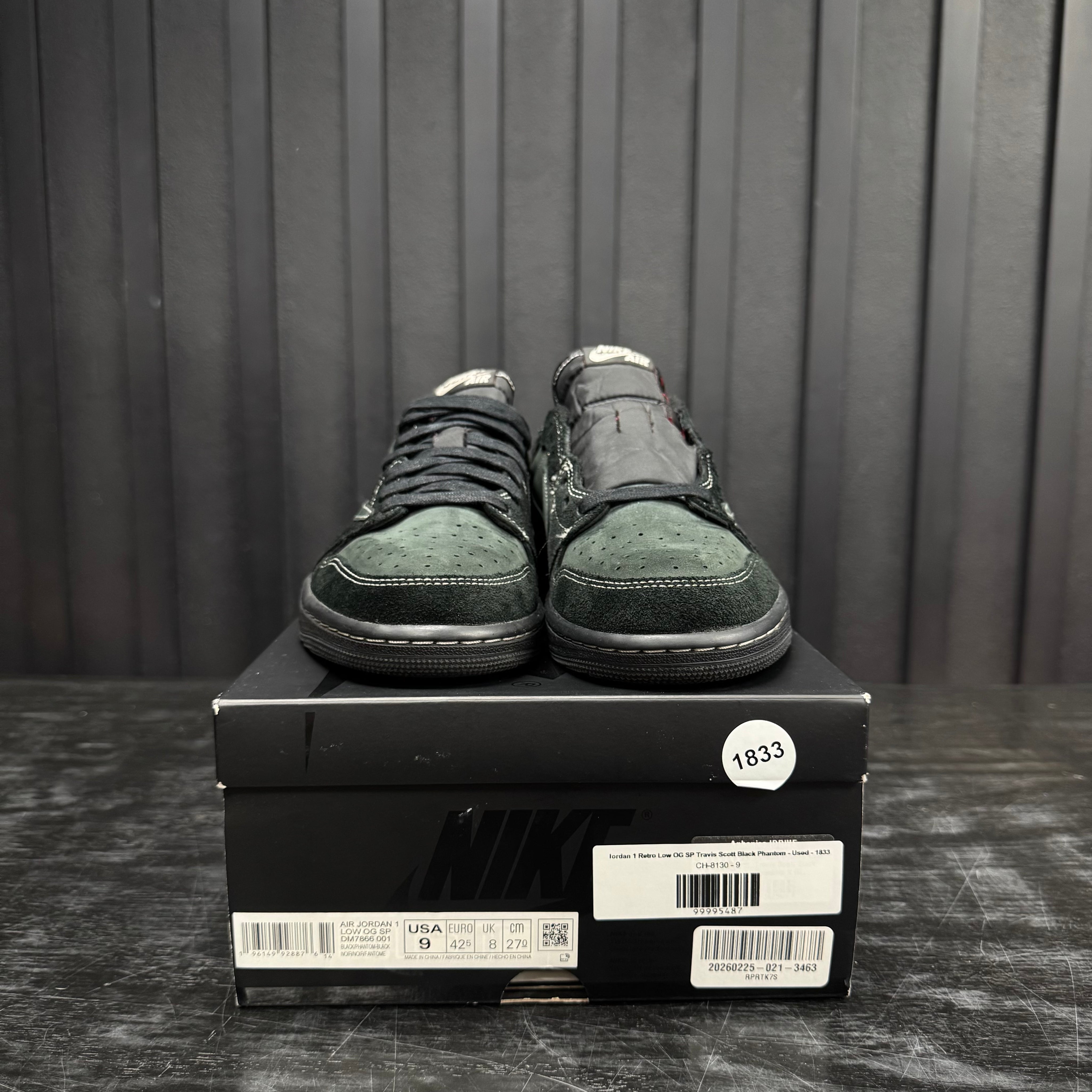 Jordan 1 Retro Low OG SP Travis Scott Black Phantom - Used - 1833