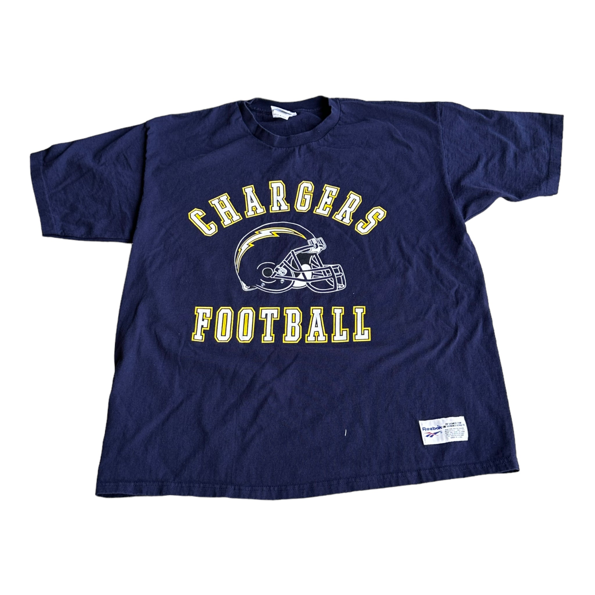 90's Reebok San Diego Chargers Navy Helmet Tee-C638 - Common Hype