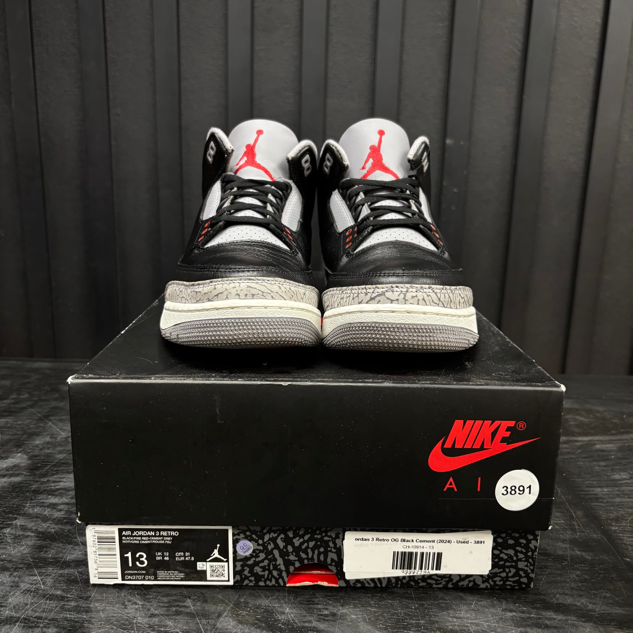 Jordan 3 Retro OG Black Cement (2024) - Used - 3891