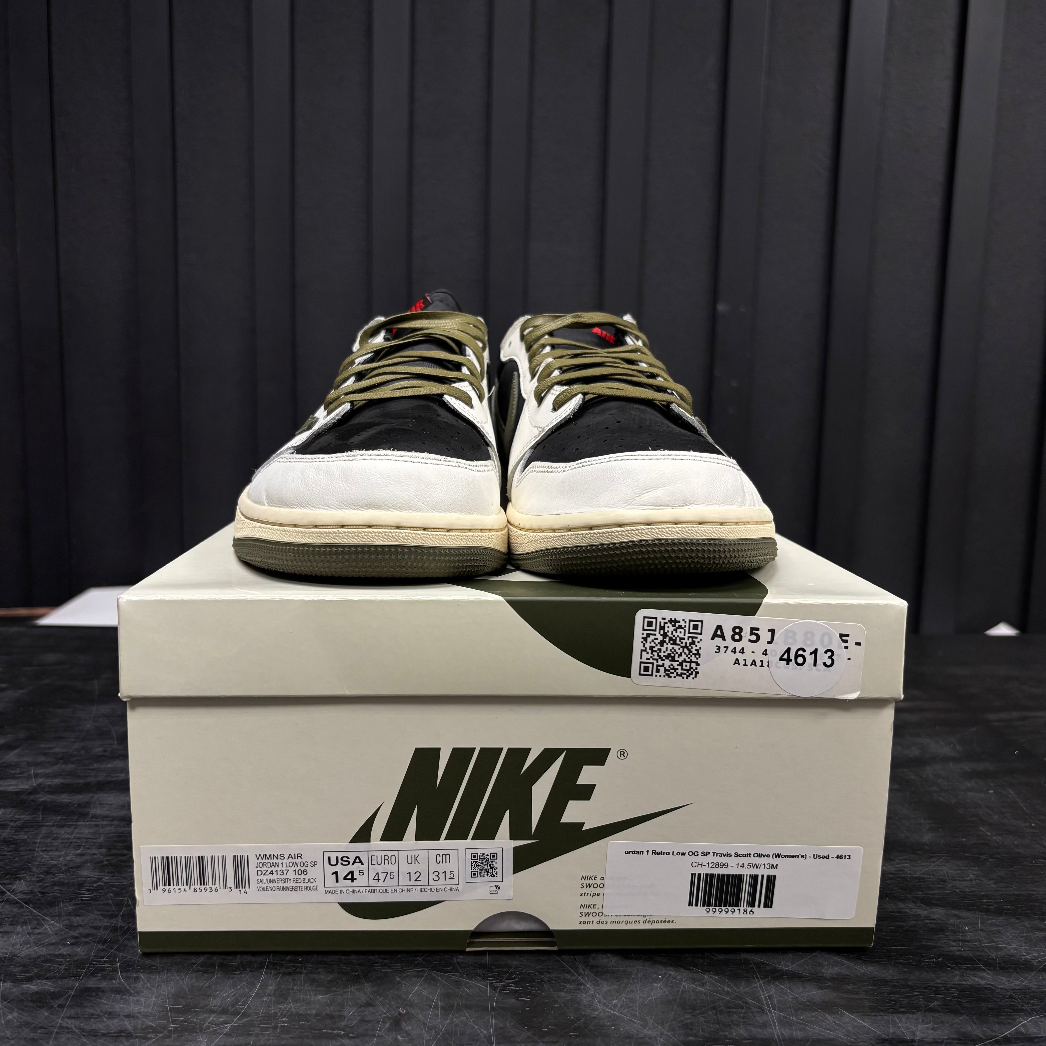 Jordan 1 Retro Low OG SP Travis Scott Olive (Women's) - Used - 4613