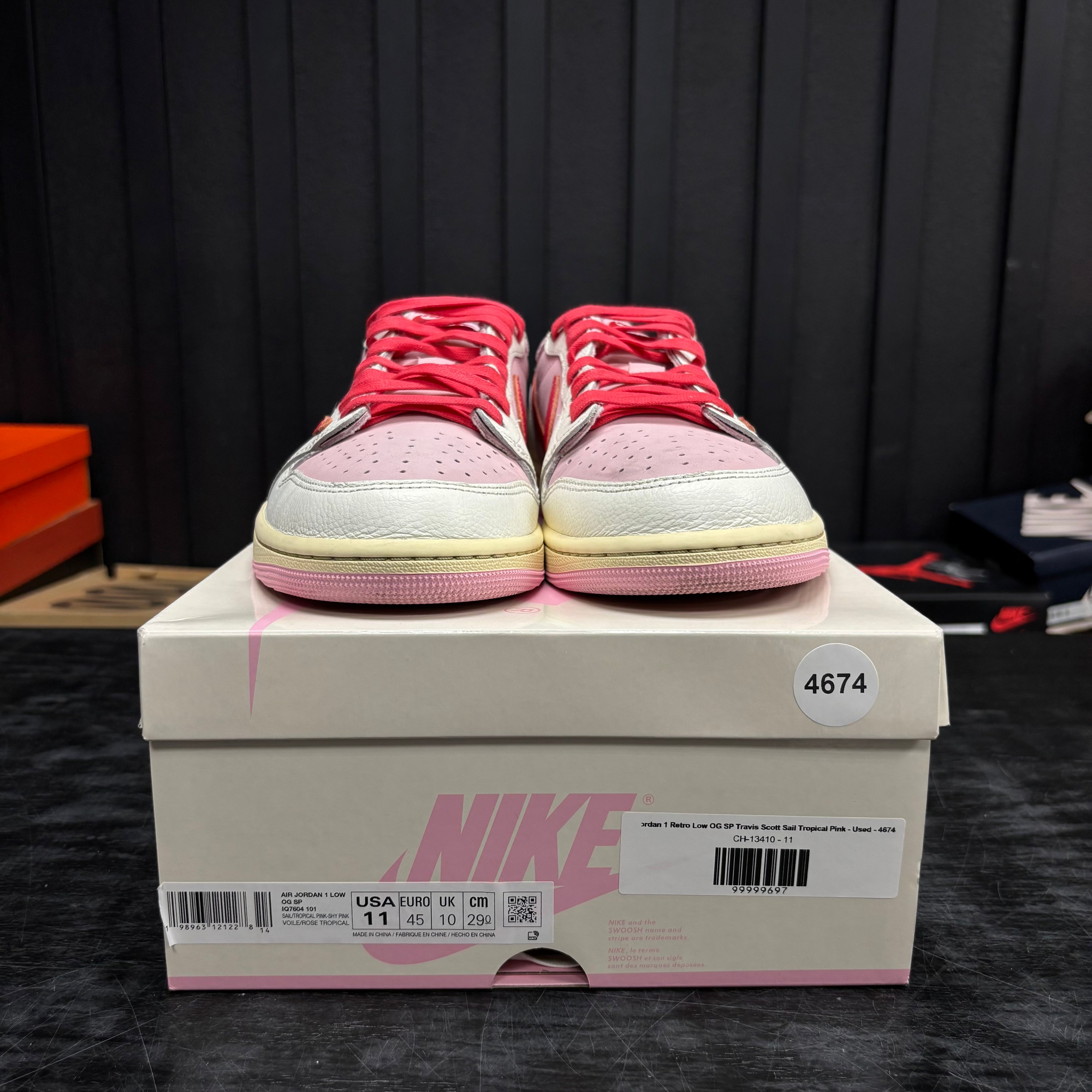 Jordan 1 Retro Low OG SP Travis Scott Sail Tropical Pink - Used - 4674