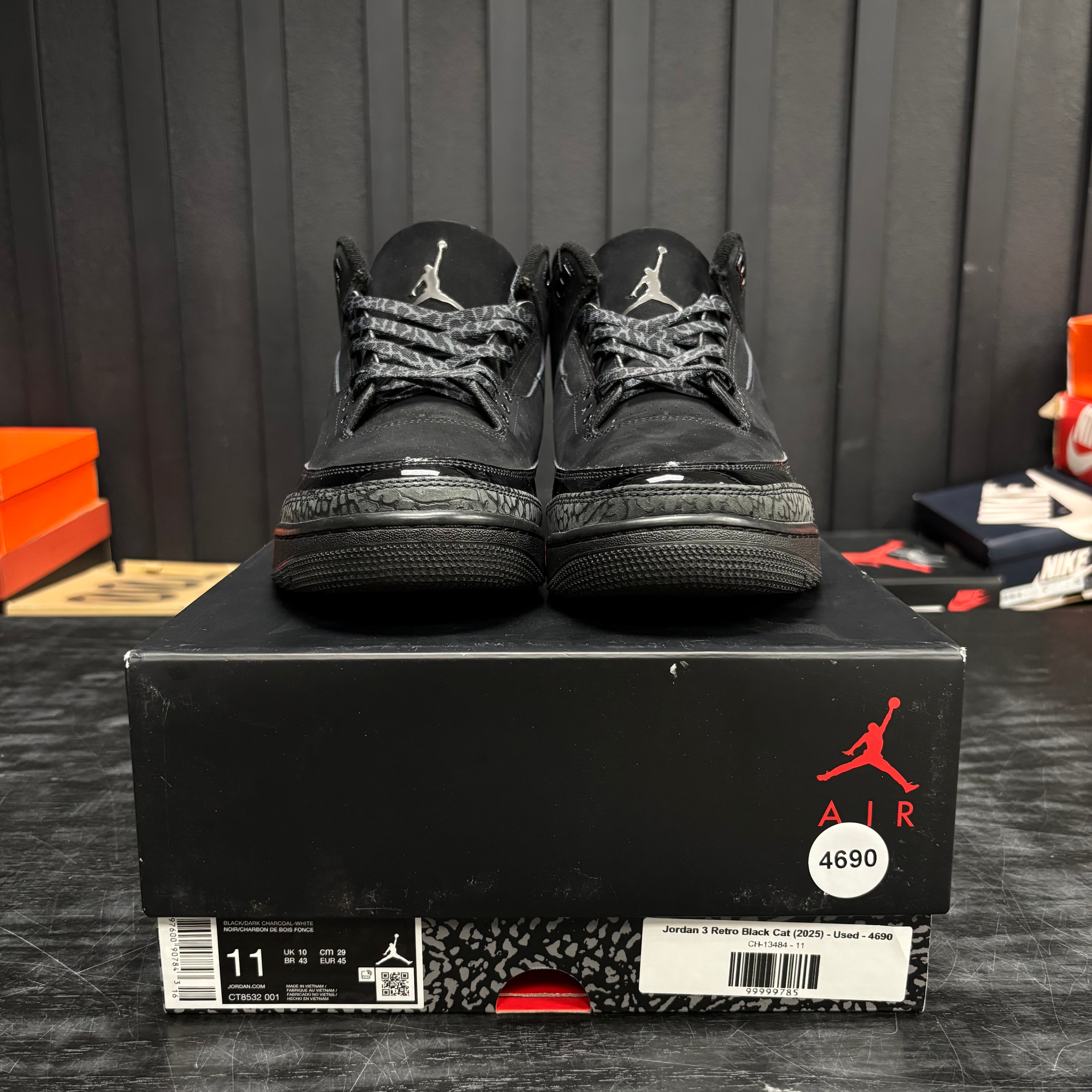 Jordan 3 Retro Black Cat (2025) - Used - 4690