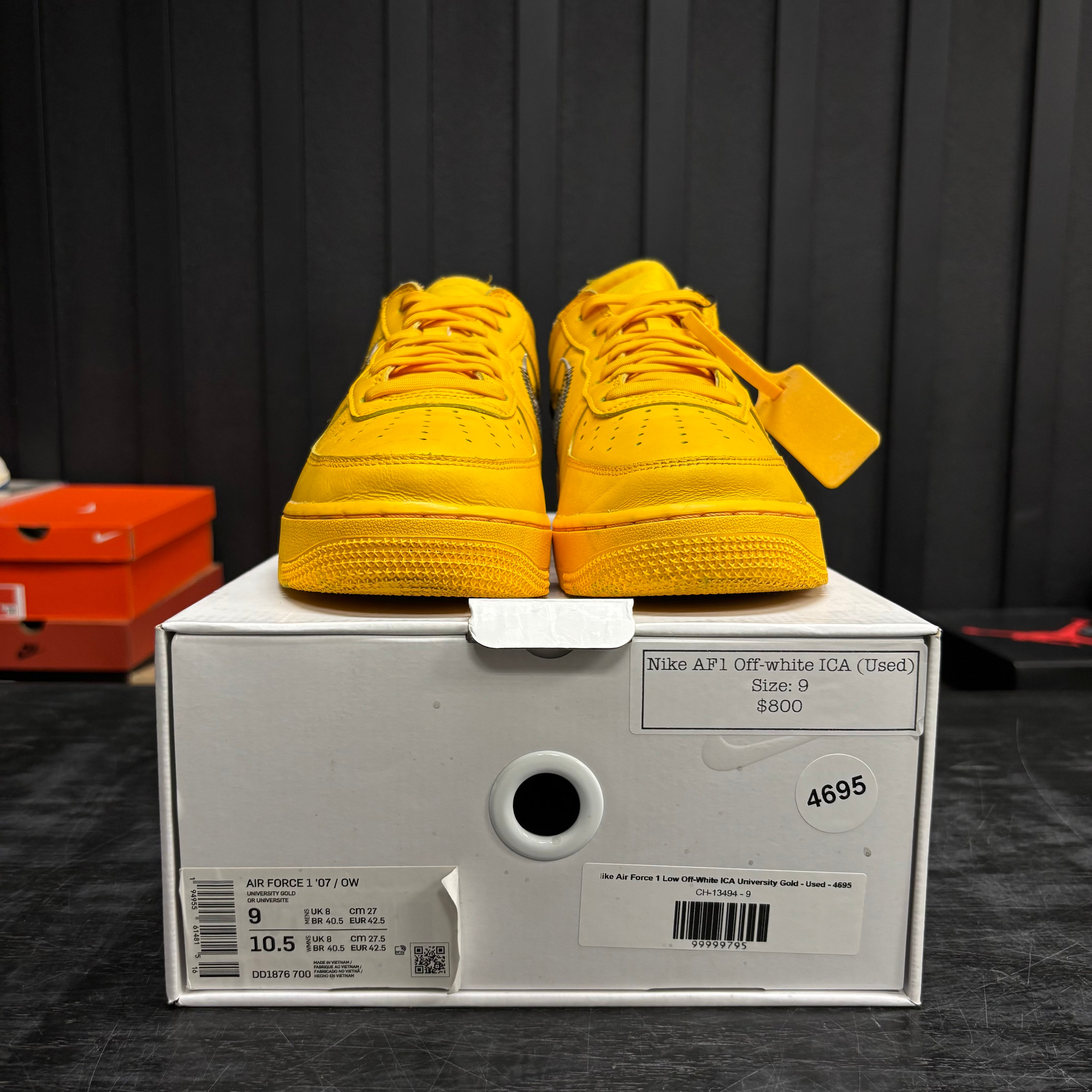 Nike Air Force 1 Low Off-White ICA University Gold - Used - 4695