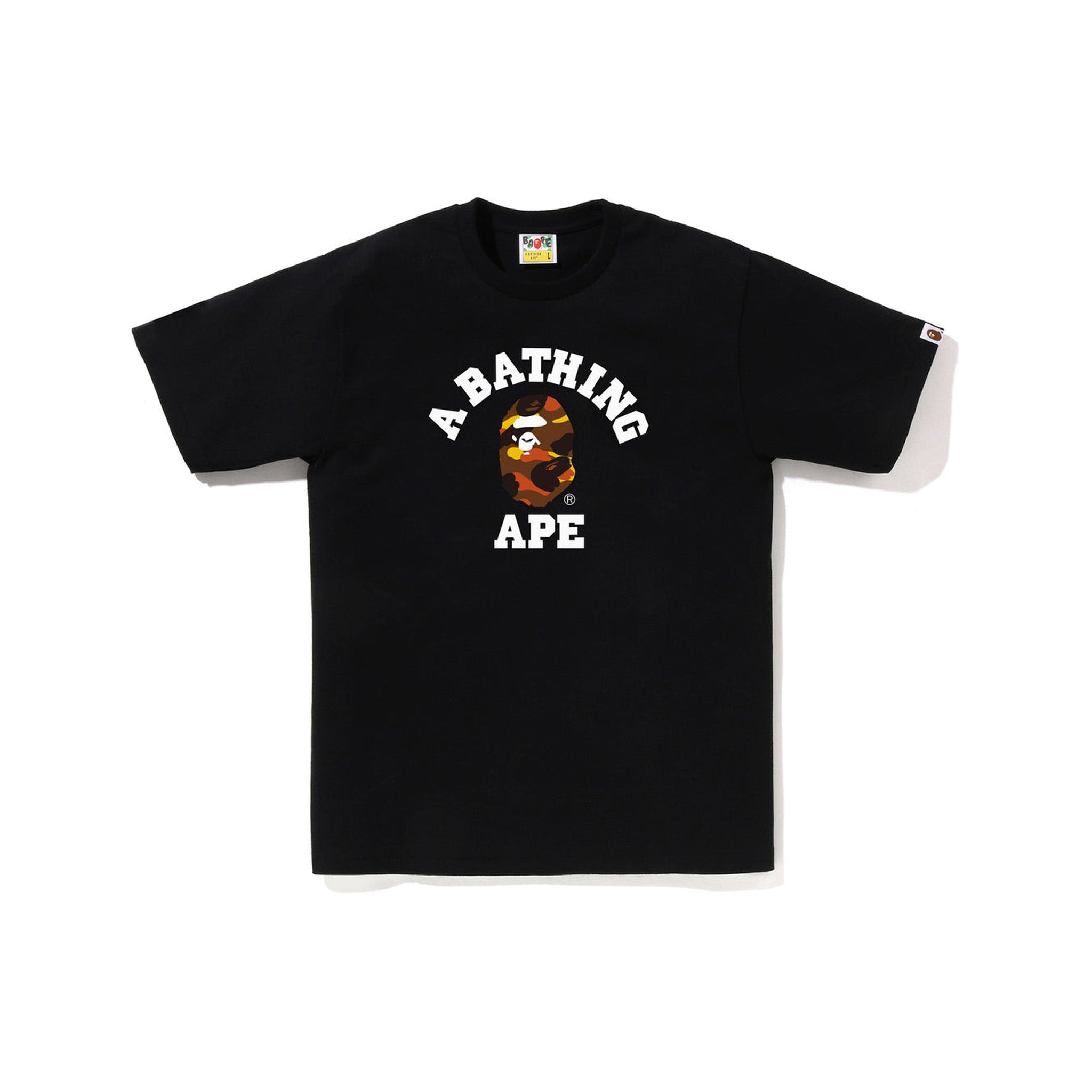 Bape 1ST Camo College Tee Black / Orange