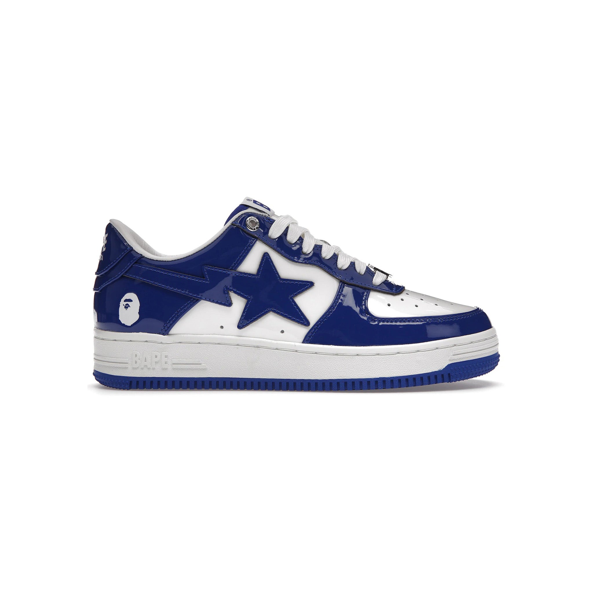 A Bathing Ape Bape Sta Patent Leather White Blue - Common Hype