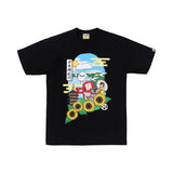 Bape Japan Culture Ape Head Tee Black Sunflowers