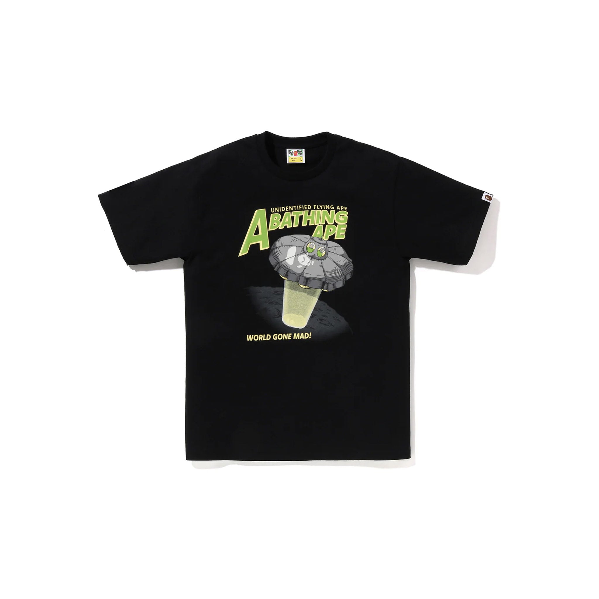 Bape Ape Head UFO On Moon Tee Black - Common Hype
