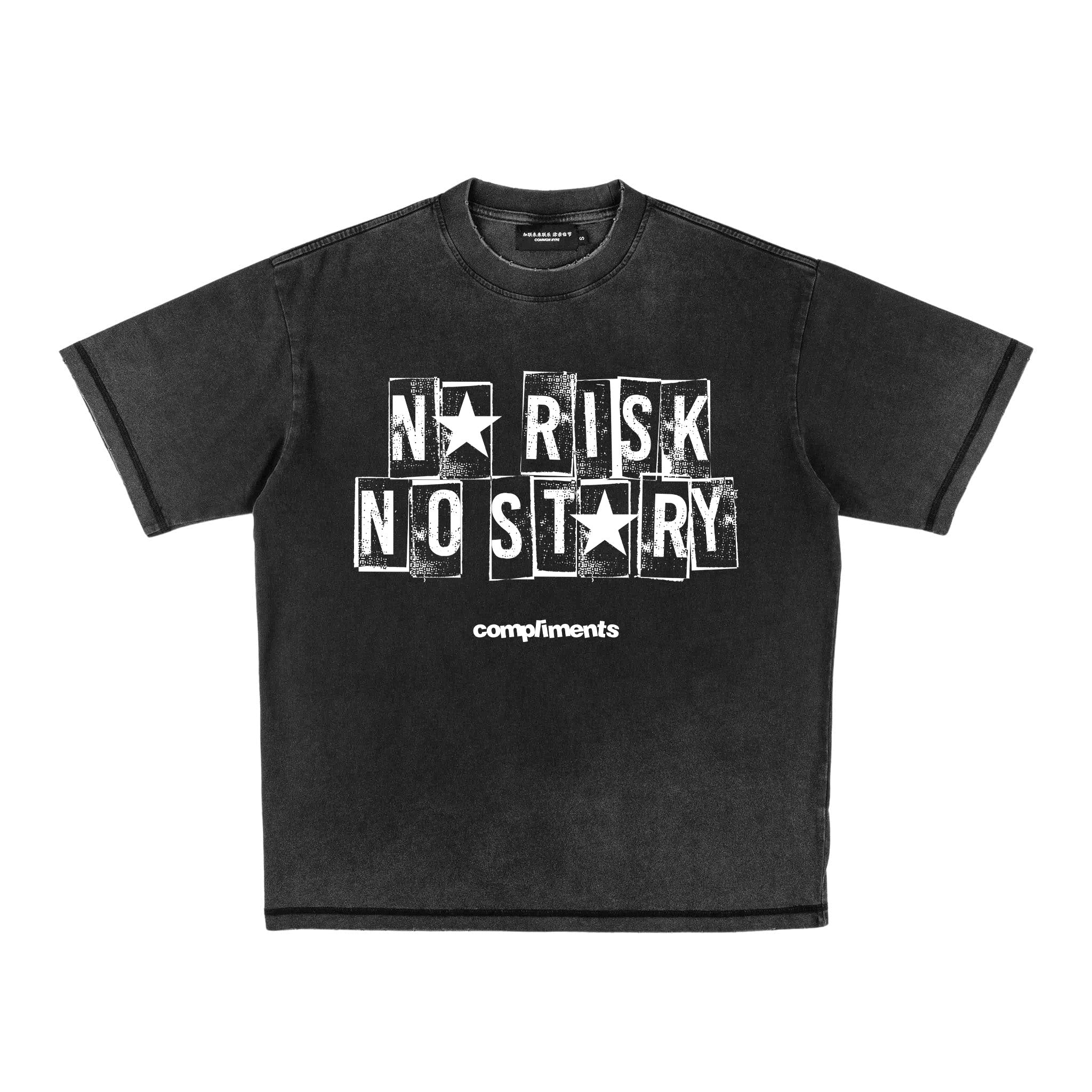 Compliments No Risk, No Story Black Vintage Tee - Common Hype