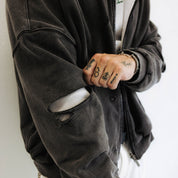 Commons Reversible Thermal Zip Up Faded Black