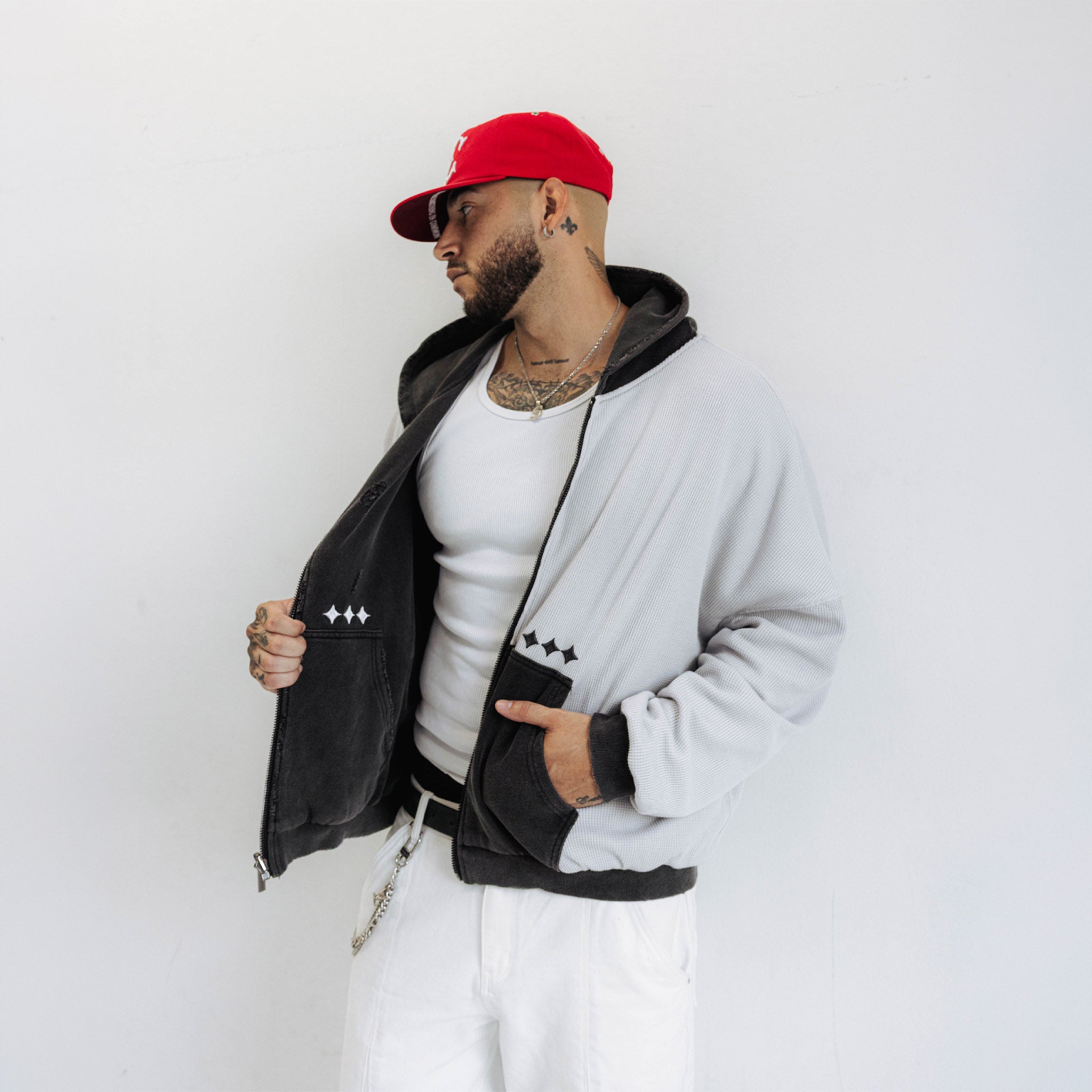 Commons Reversible Thermal Zip Up Faded Black