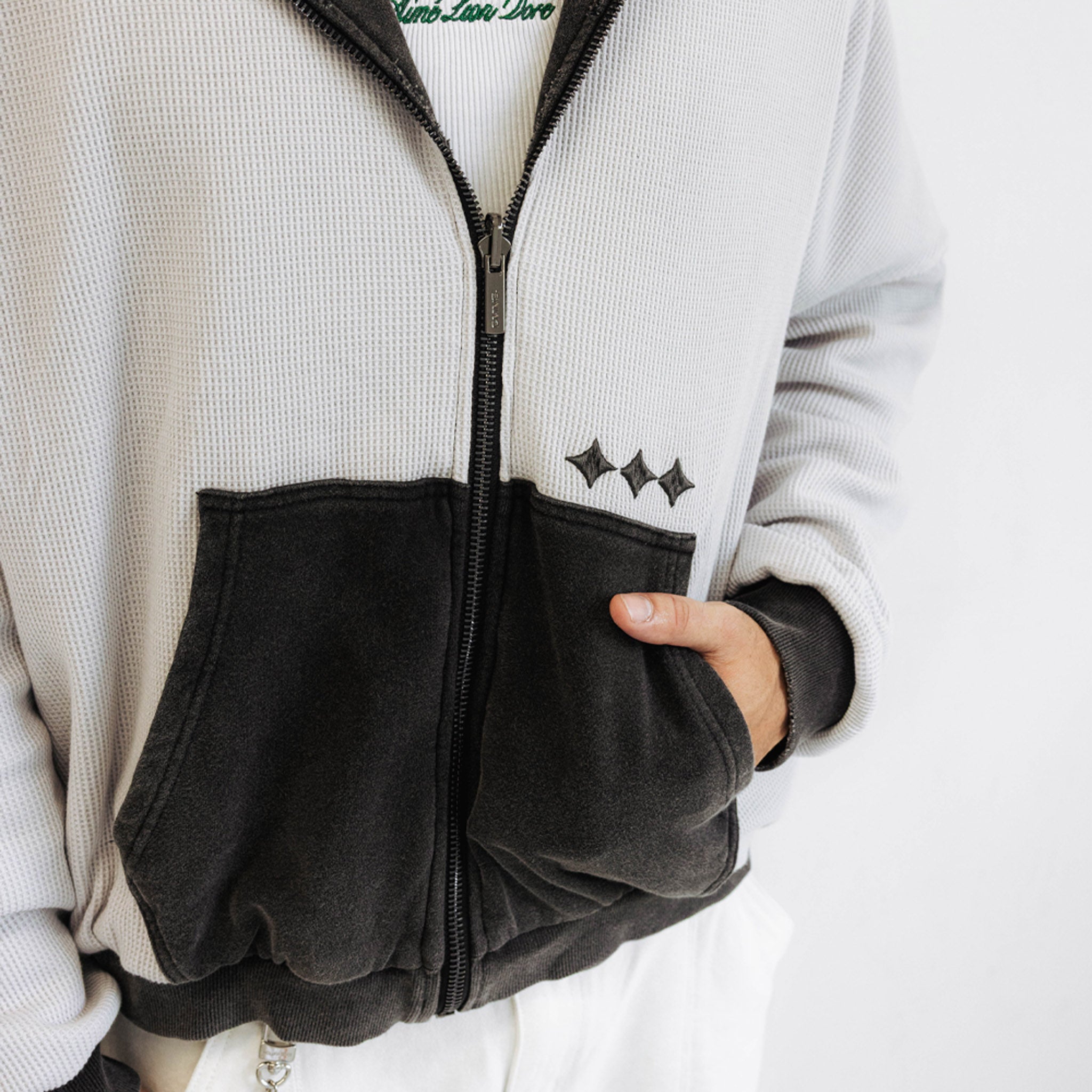 Commons Reversible Thermal Zip Up Faded Black