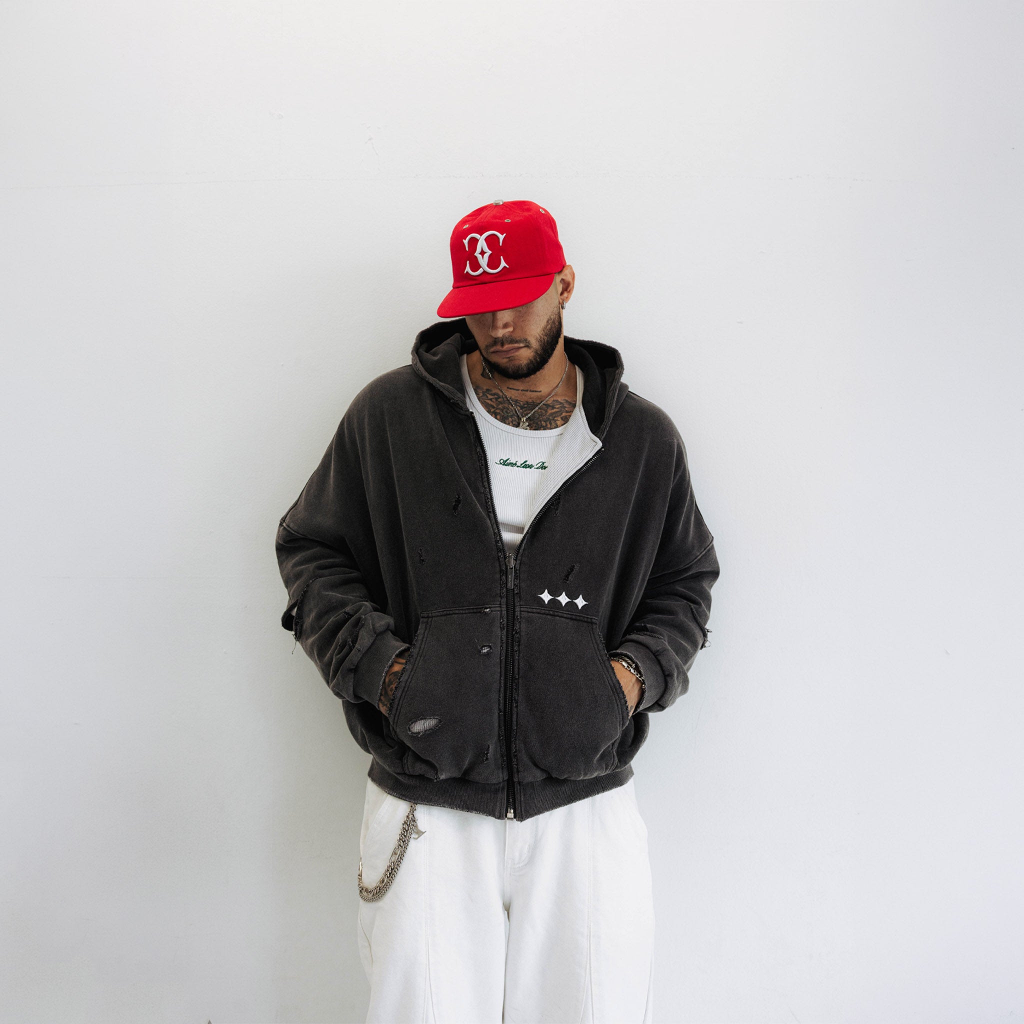 Commons Reversible Thermal Zip Up Faded Black