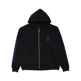 Chrome Hearts Blue Vertical Logo Zip-Up Thermal Lined Hoodie