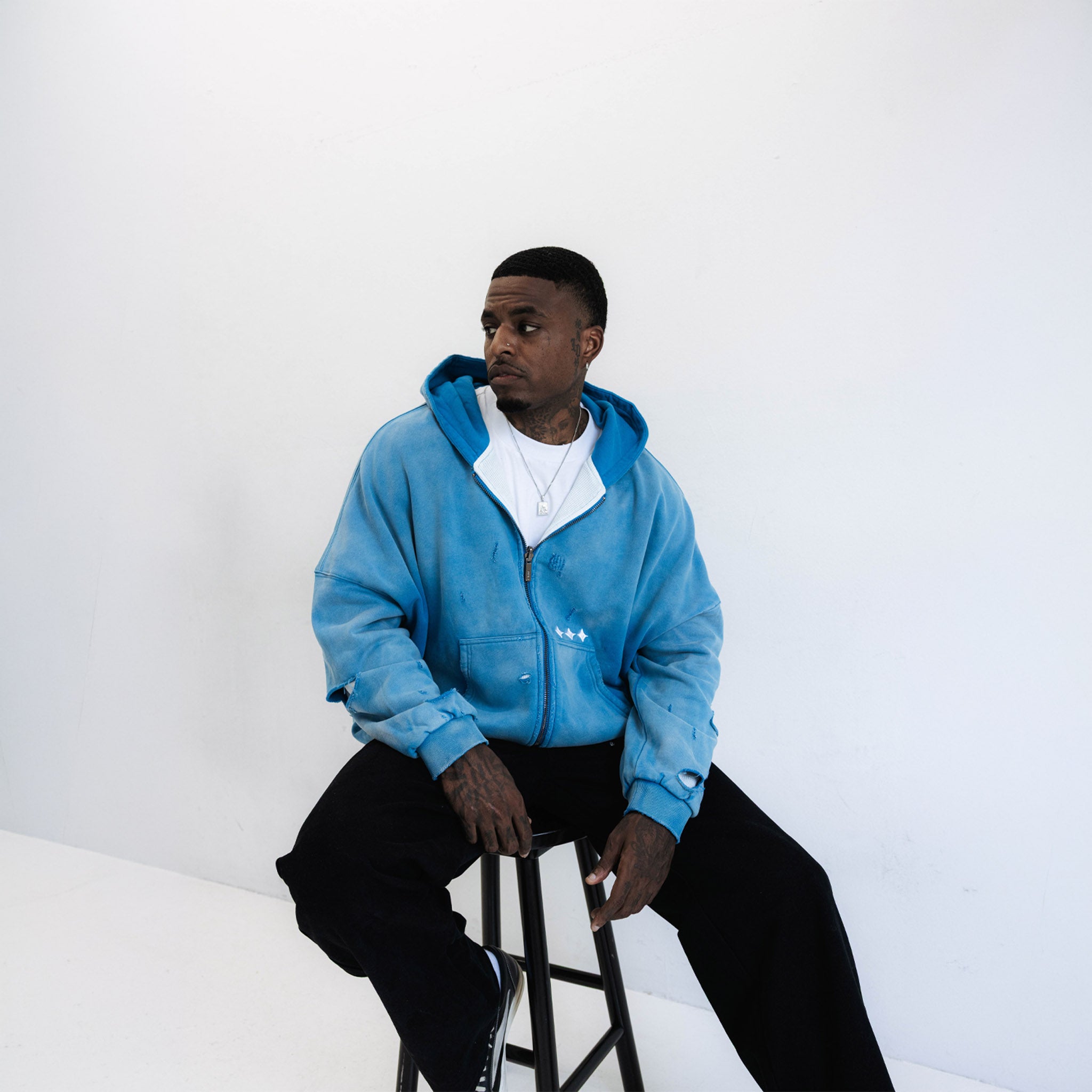 Commons Reversible Thermal Zip Up Faded Blue