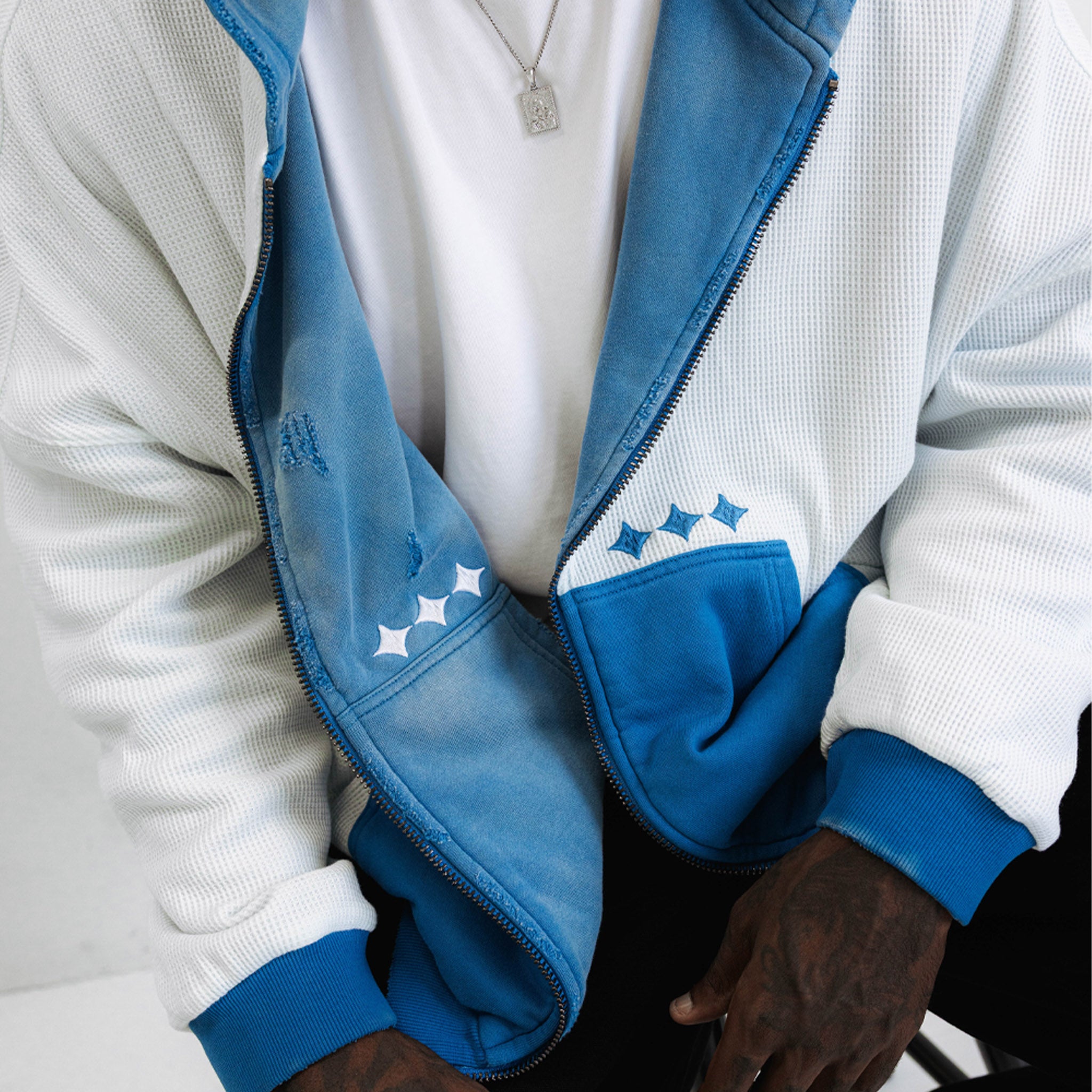 Commons Reversible Thermal Zip Up Faded Blue