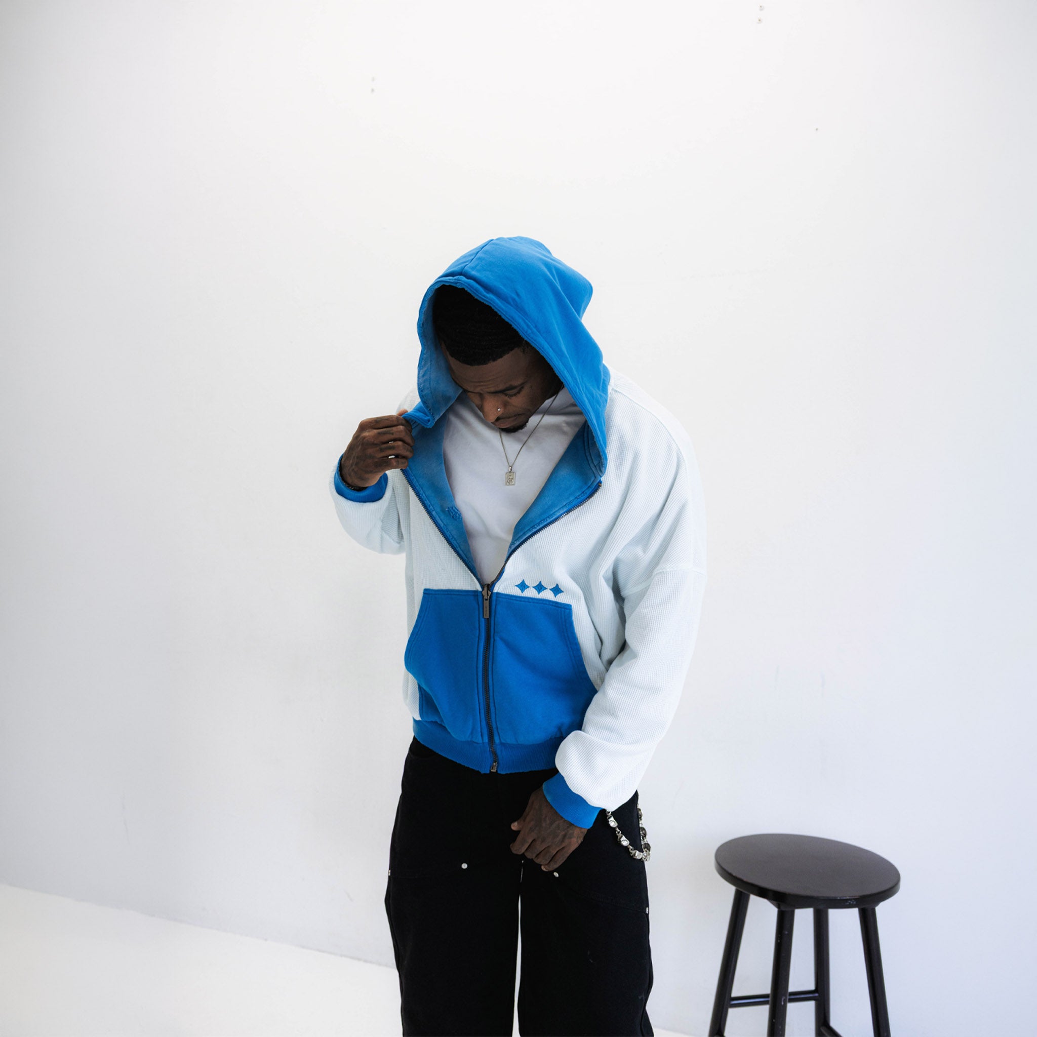 Commons Reversible Thermal Zip Up Faded Blue