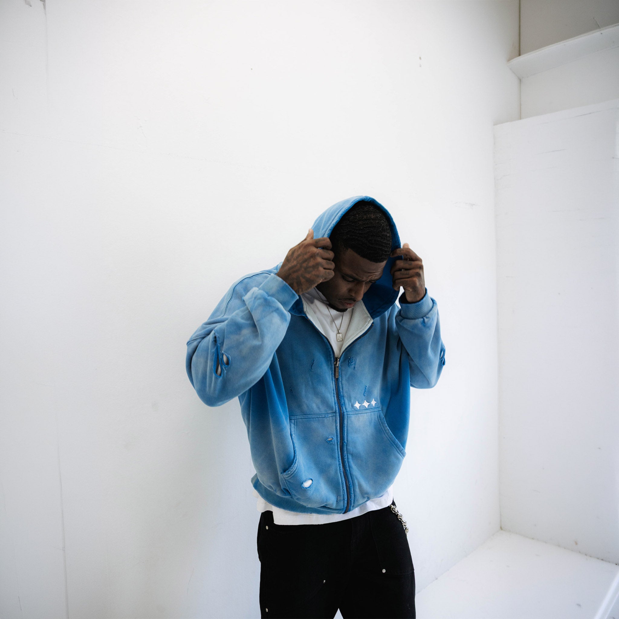 Commons Reversible Thermal Zip Up Faded Blue