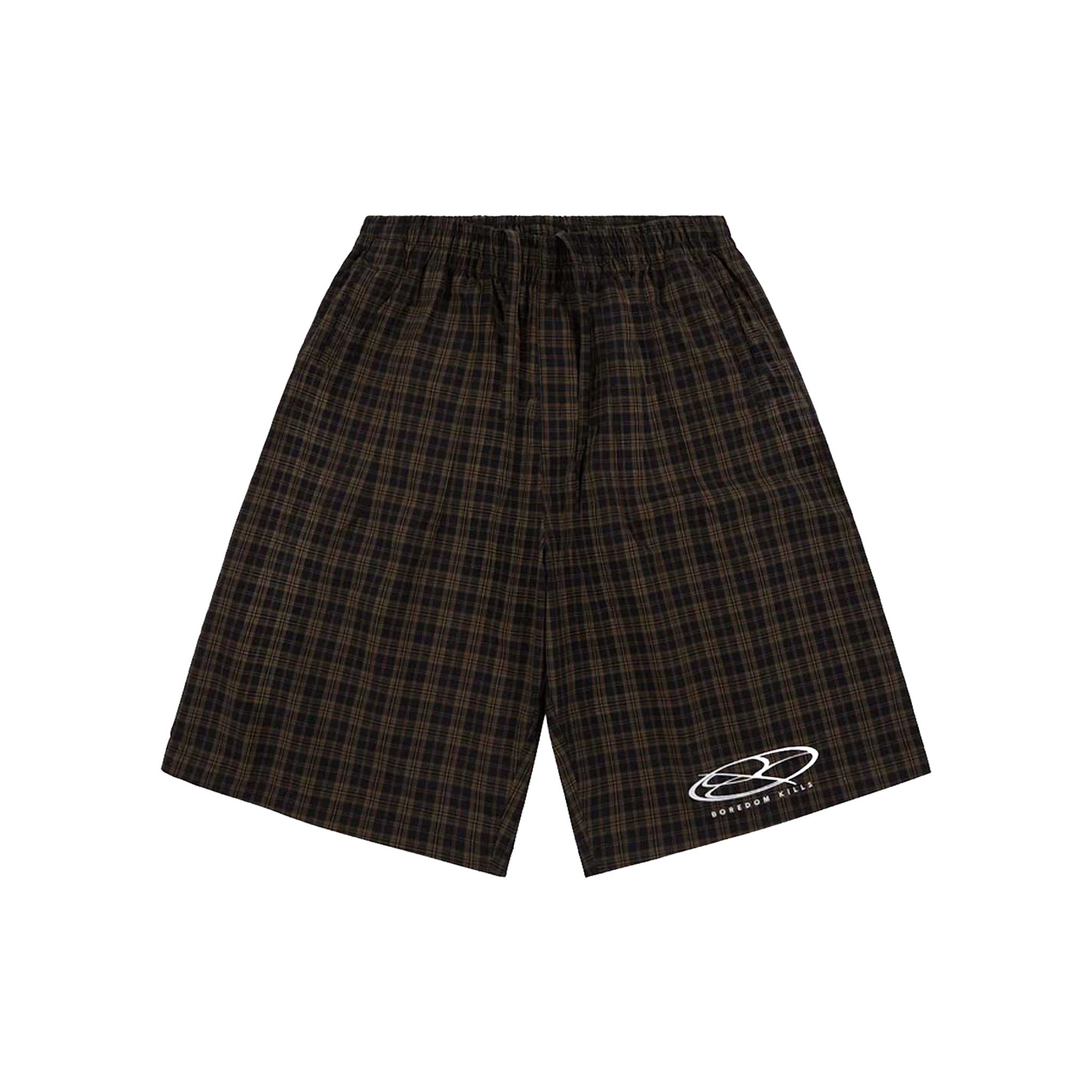 Boredom Kills Lounge Plaid Track Shorts Black