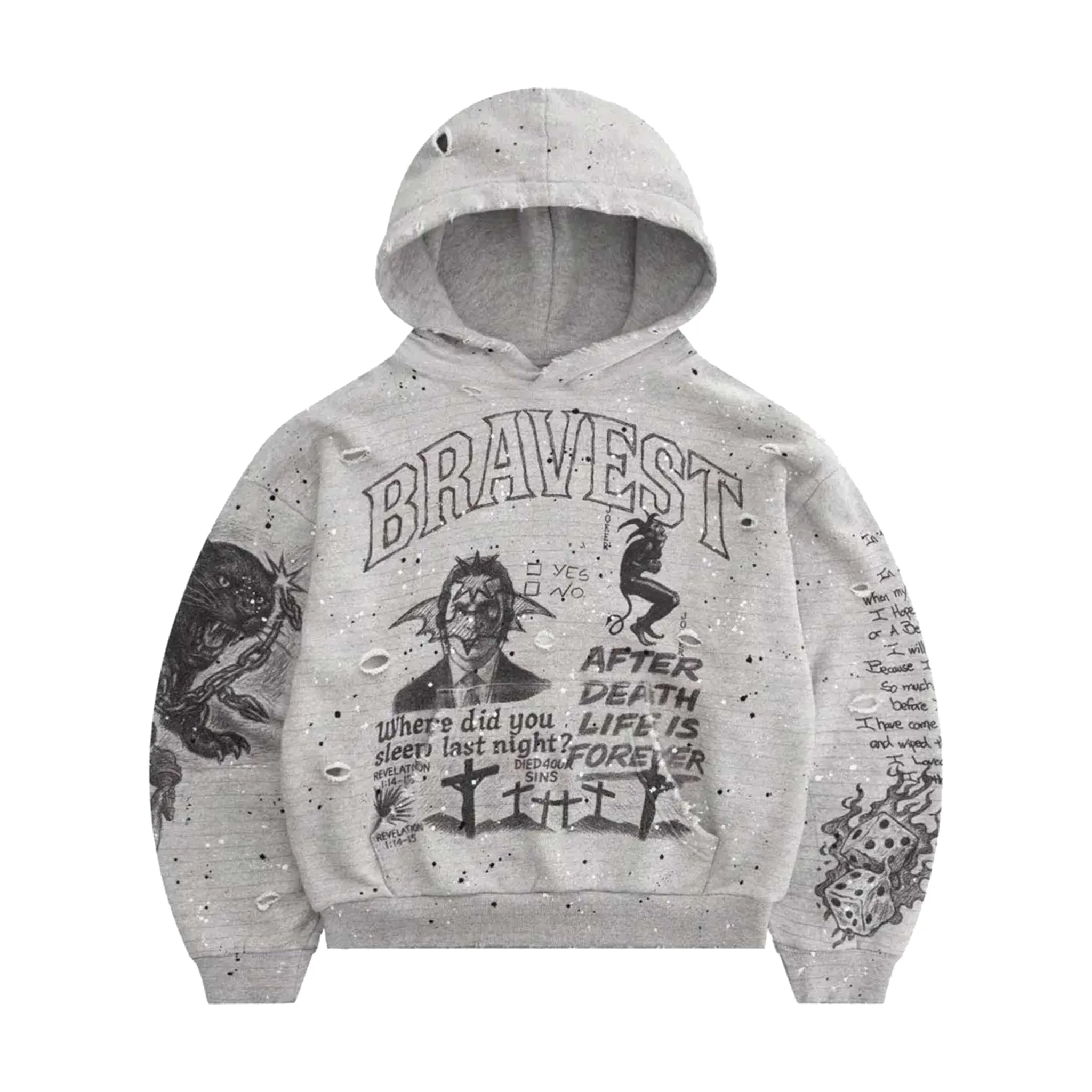 Bravest Studios Grey Sketch Vintage Hoodie