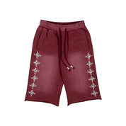 Commons Pearled Star Sweatshort Burgundy