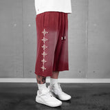 Commons Pearled Star Sweatshort Burgundy