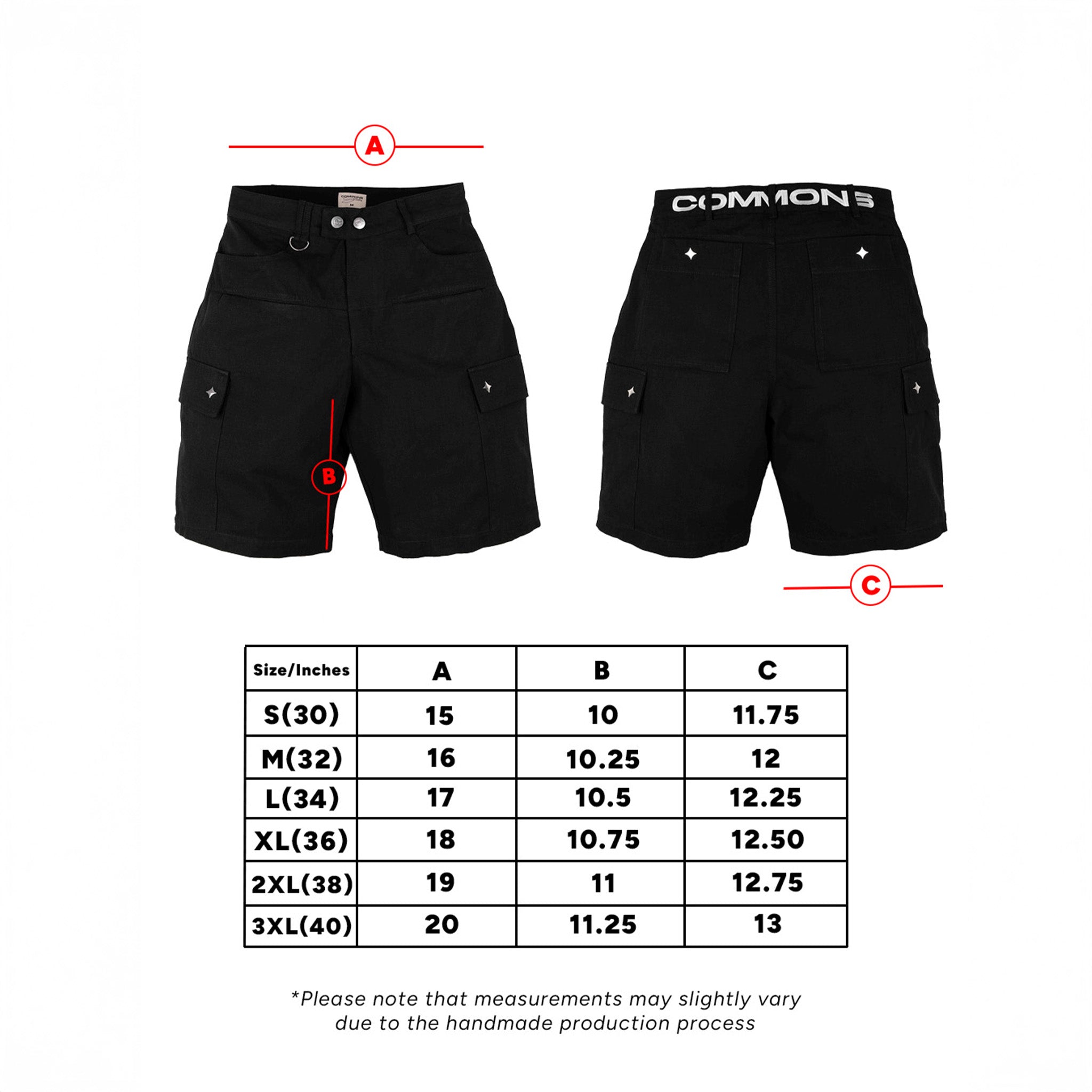 Commons Ripstop Cargo Short Black - Common Hype