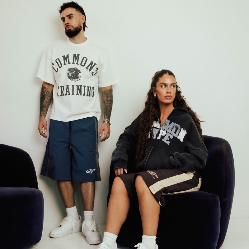 Commons Training tee and Common Hype zip hoodie