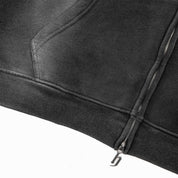 Common Hype Cropped Fleece Zip Up Hoodie Washed Black - Common Hype