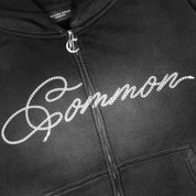 Common Hype Cropped Fleece Zip Up Hoodie Washed Black - Common Hype