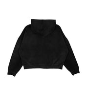 Common Hype Cropped Fleece Zip Up Hoodie Washed Black - Common Hype