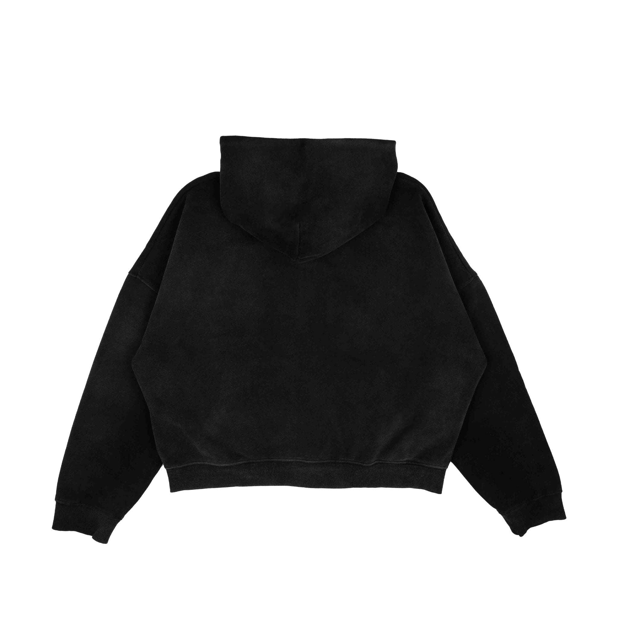 Common Hype Cropped Fleece Zip Up Hoodie Washed Black - Common Hype