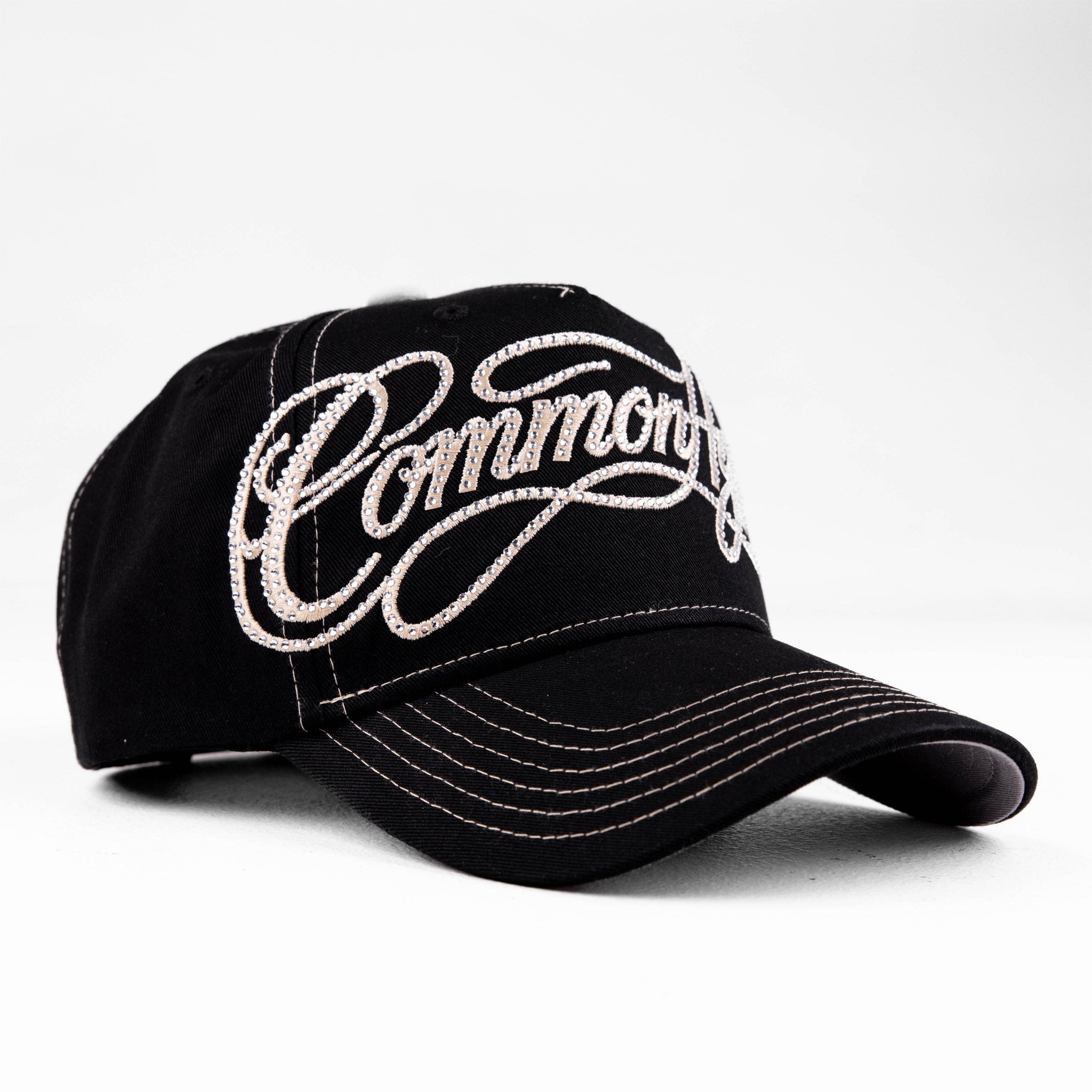 Common Hype Rhinestone Script Hat Black/Cream