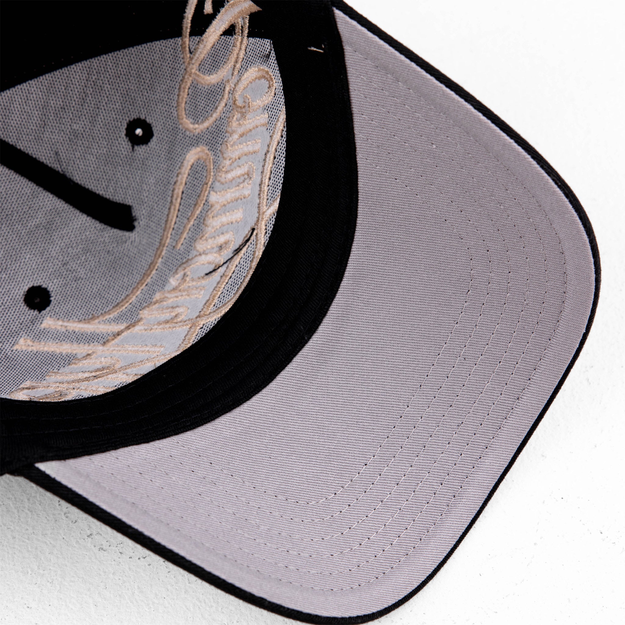Common Hype Rhinestone Script Hat Black/Cream
