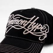 Common Hype Rhinestone Script Hat Black/Cream