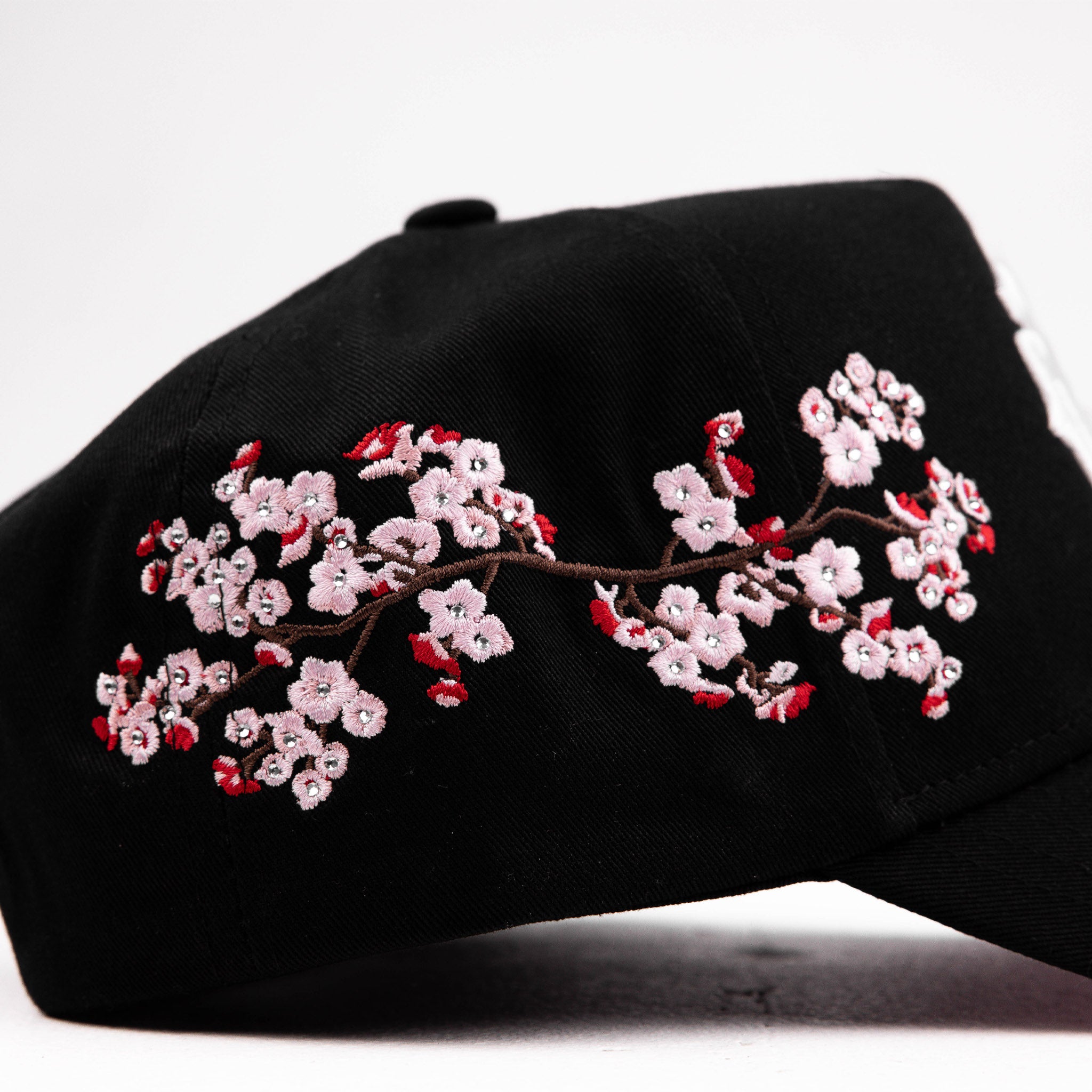 Common Hype Cherry Blossom Rhinestone Hat Black