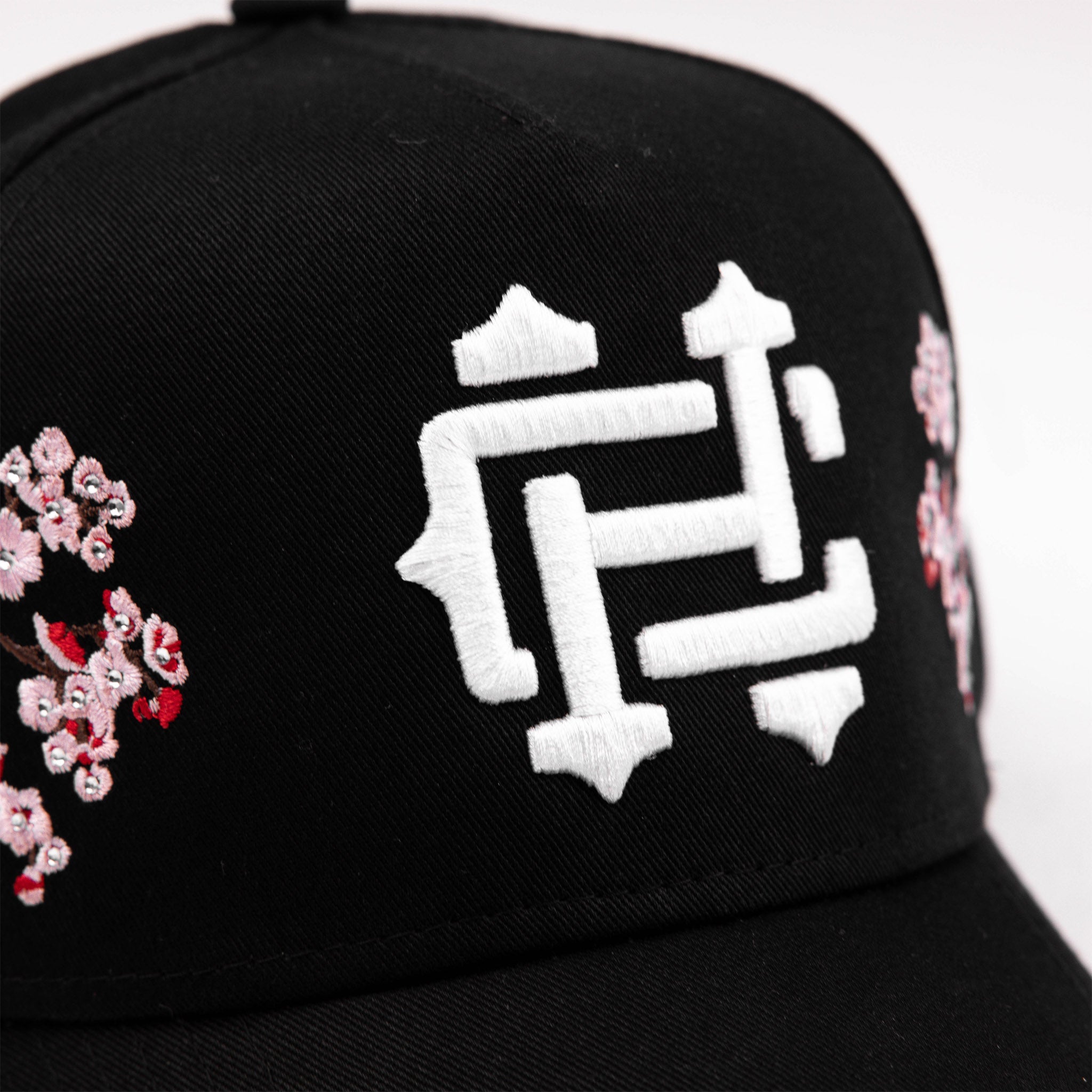Common Hype Cherry Blossom Rhinestone Hat Black