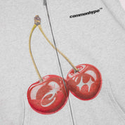 Common Hype Cherry Fleece Zip Up Hoodie Heather Grey - Common Hype